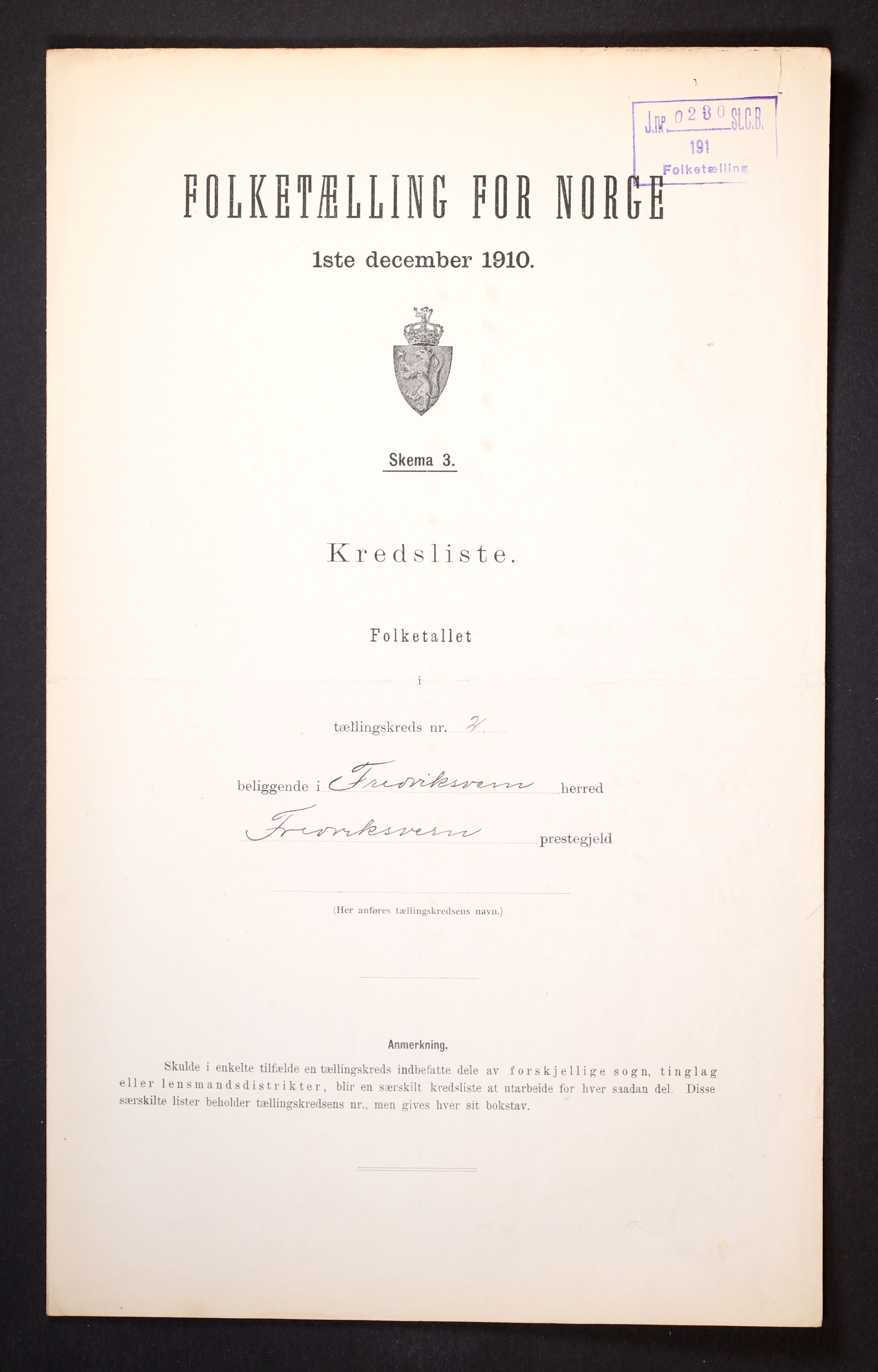 RA, Folketelling 1910 for 0798 Fredriksvern herred, 1910, s. 7