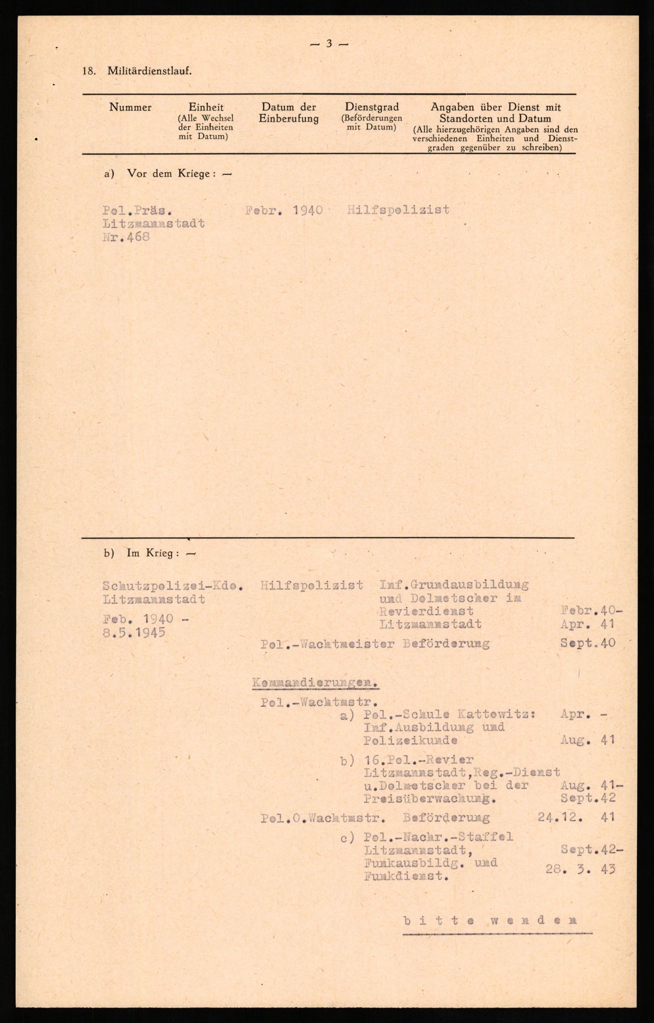 Forsvaret, Forsvarets overkommando II, RA/RAFA-3915/D/Db/L0019: CI Questionaires. Tyske okkupasjonsstyrker i Norge. Tyskere., 1945-1946, s. 298