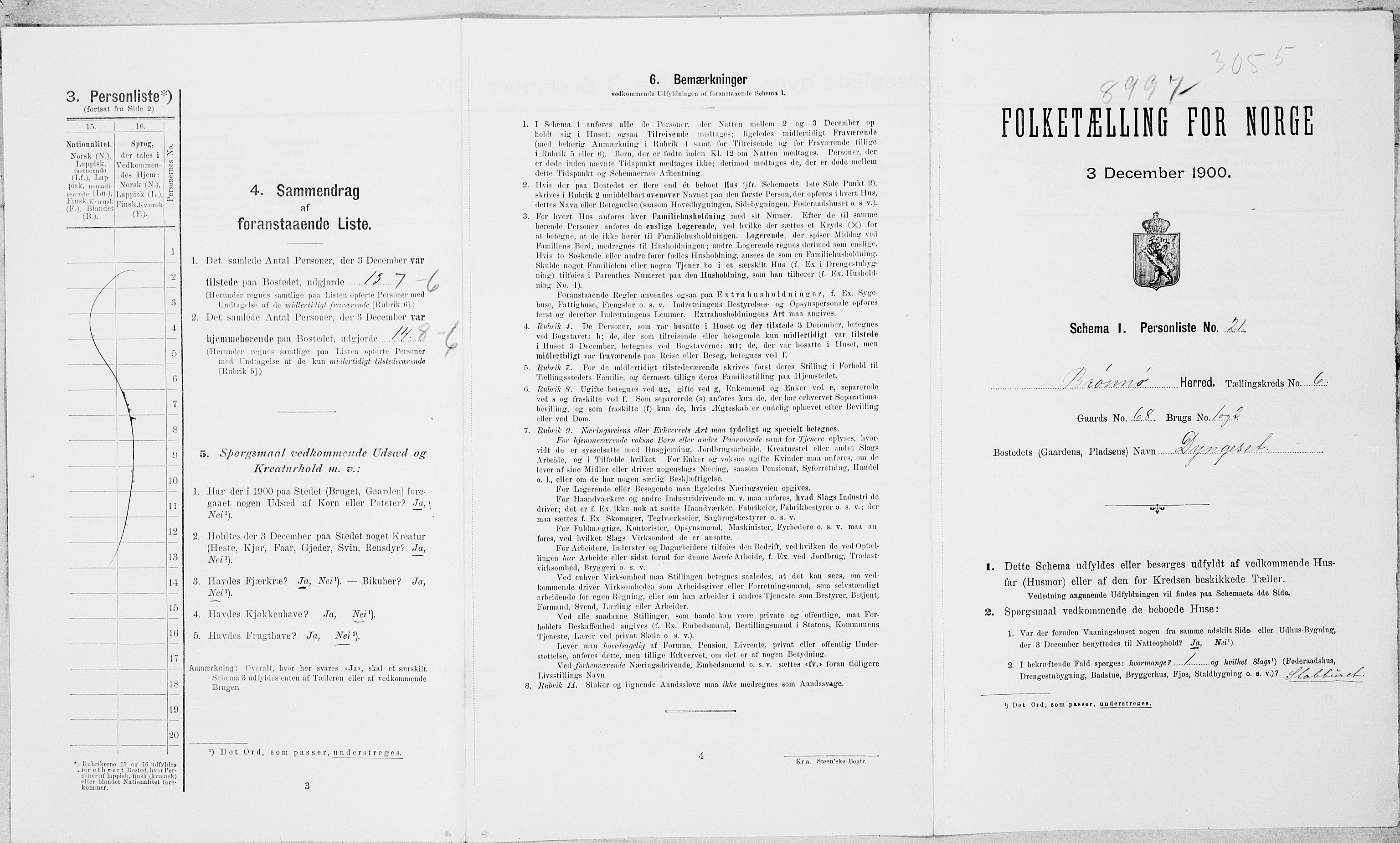 SAT, Folketelling 1900 for 1814 Brønnøy herred, 1900, s. 721