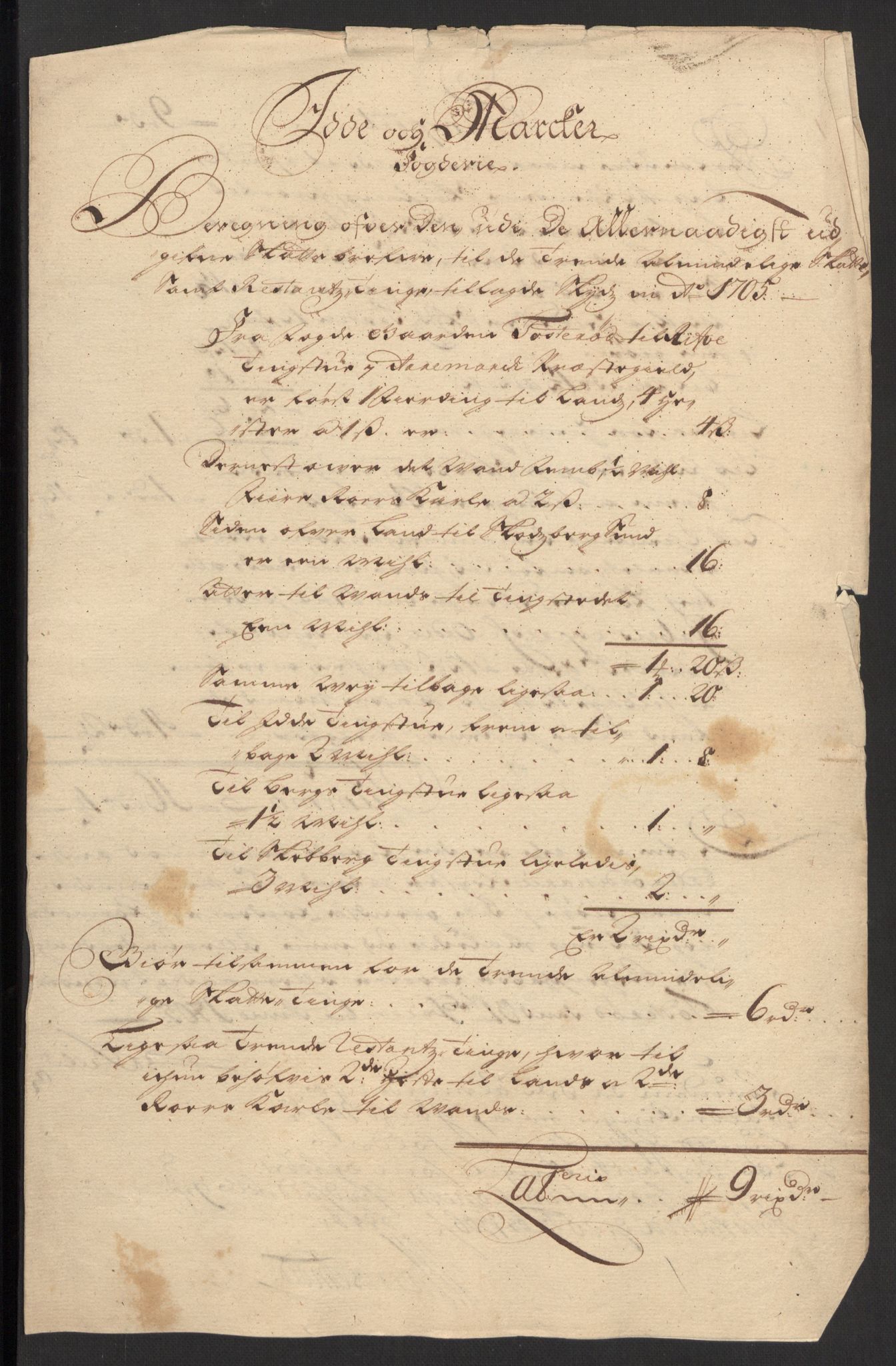 Rentekammeret inntil 1814, Reviderte regnskaper, Fogderegnskap, RA/EA-4092/R01/L0017: Fogderegnskap Idd og Marker, 1704-1706, s. 322