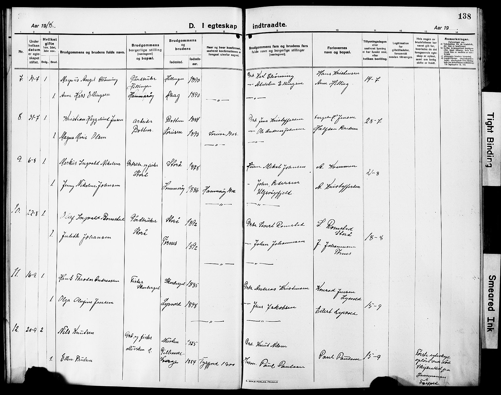 Ministerialprotokoller, klokkerbøker og fødselsregistre - Nordland, AV/SAT-A-1459/861/L0878: Klokkerbok nr. 861C04, 1917-1928, s. 138