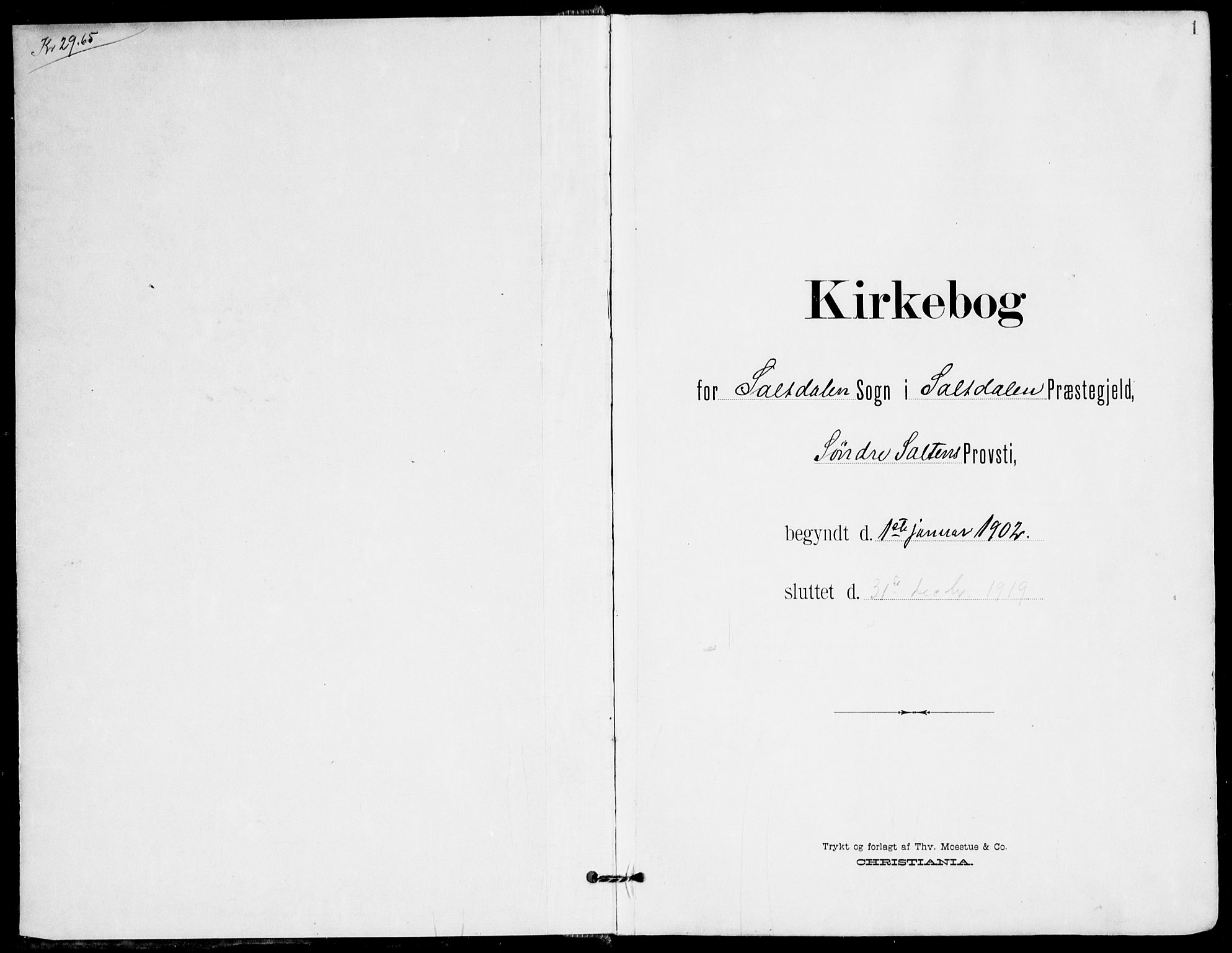 Ministerialprotokoller, klokkerbøker og fødselsregistre - Nordland, AV/SAT-A-1459/847/L0672: Ministerialbok nr. 847A12, 1902-1919, s. 1