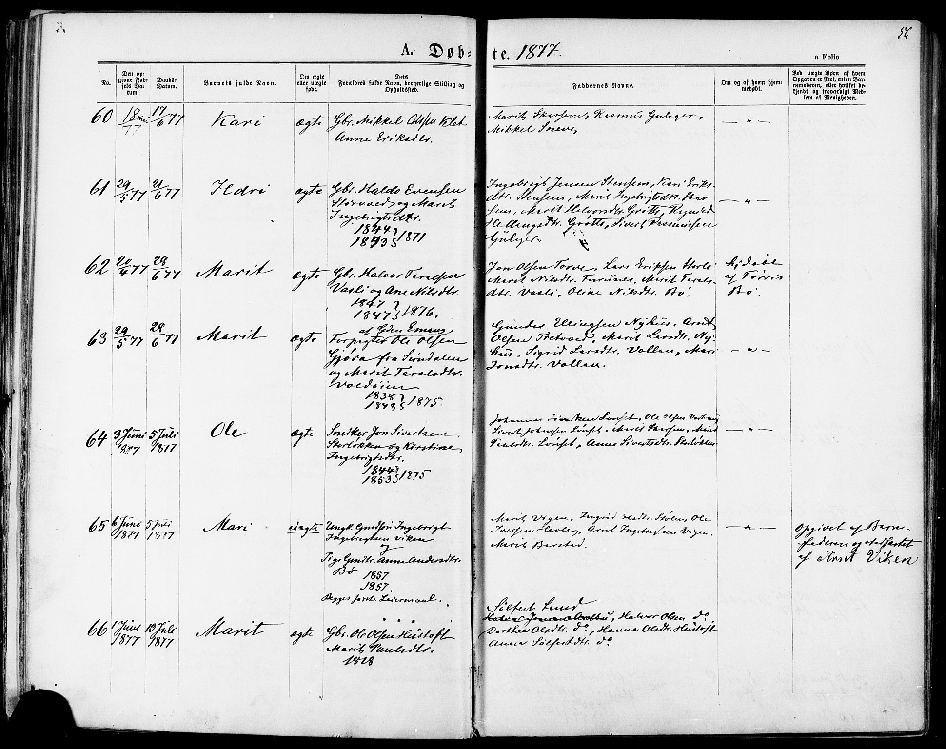 Ministerialprotokoller, klokkerbøker og fødselsregistre - Sør-Trøndelag, AV/SAT-A-1456/678/L0900: Ministerialbok nr. 678A09, 1872-1881, s. 56