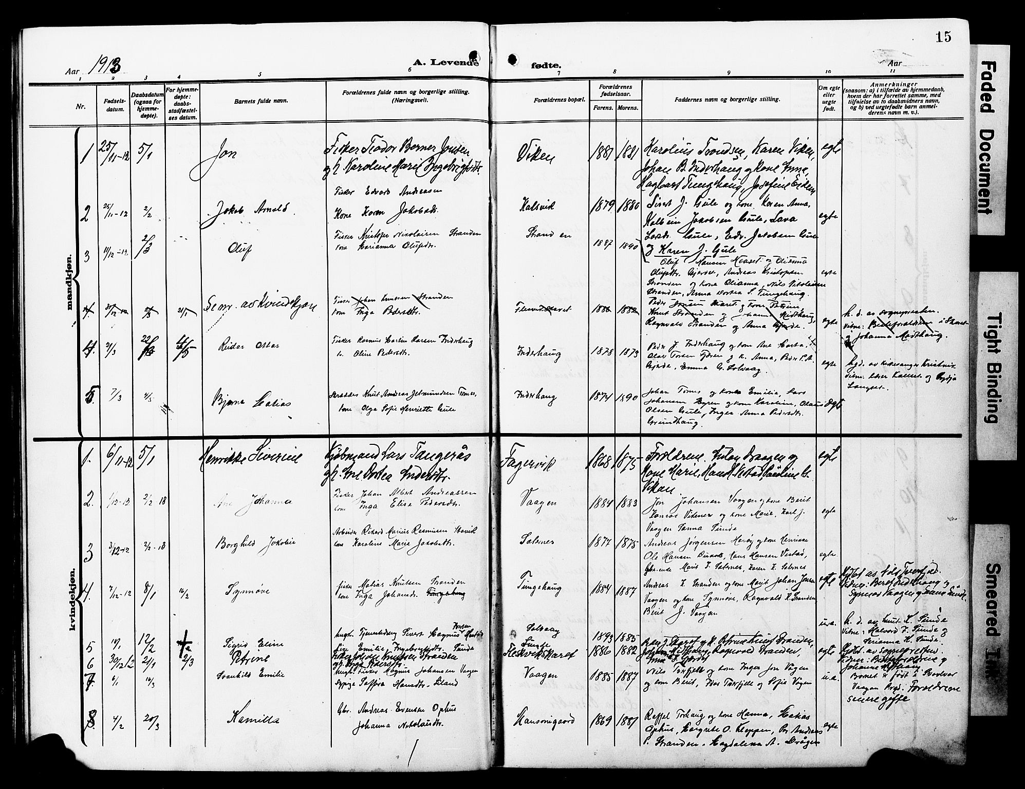 Ministerialprotokoller, klokkerbøker og fødselsregistre - Møre og Romsdal, AV/SAT-A-1454/566/L0774: Klokkerbok nr. 566C03, 1910-1929, s. 15