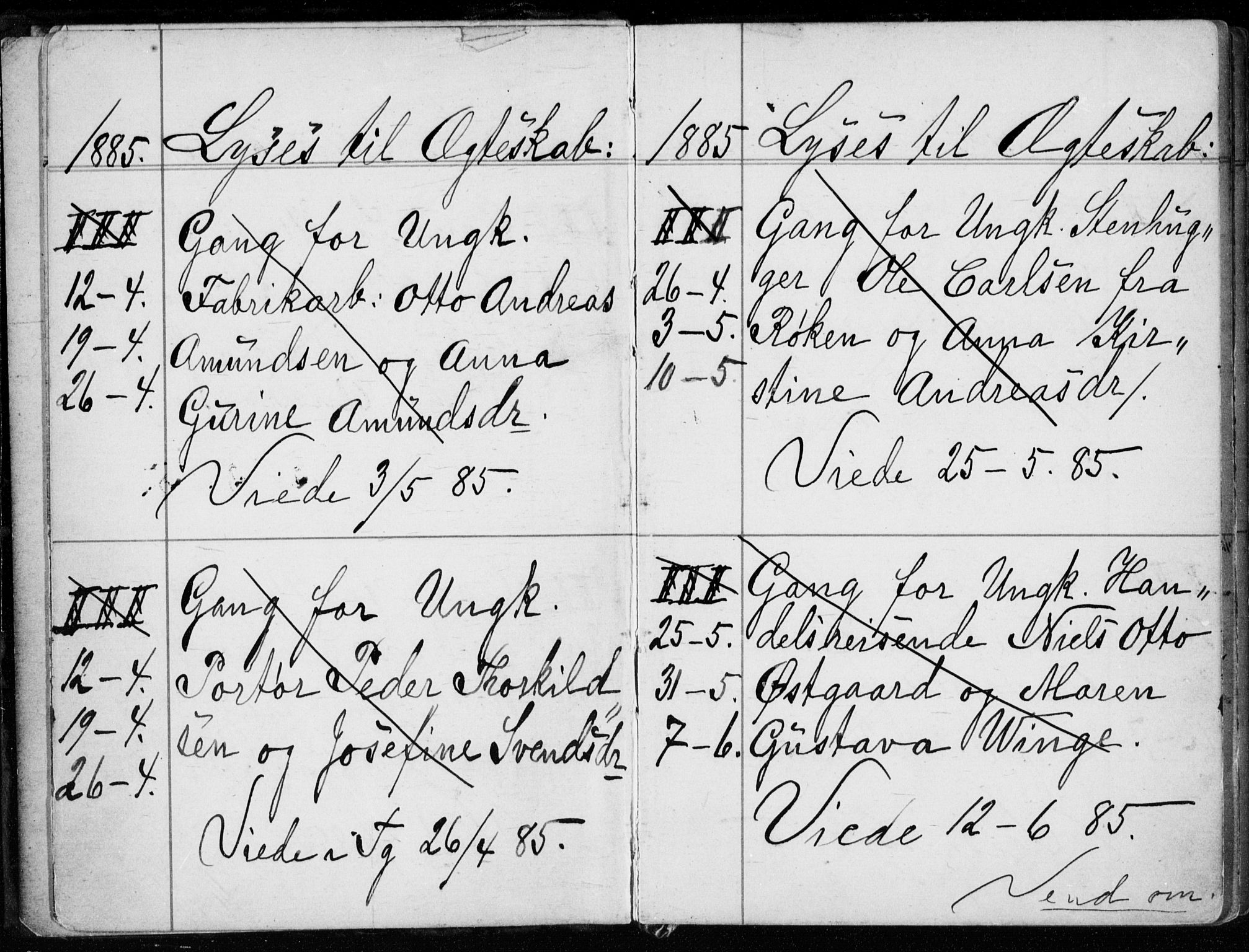 Strømsø kirkebøker, AV/SAKO-A-246/H/Ha/L0007: Lysningsprotokoll nr. 7, 1884-1896