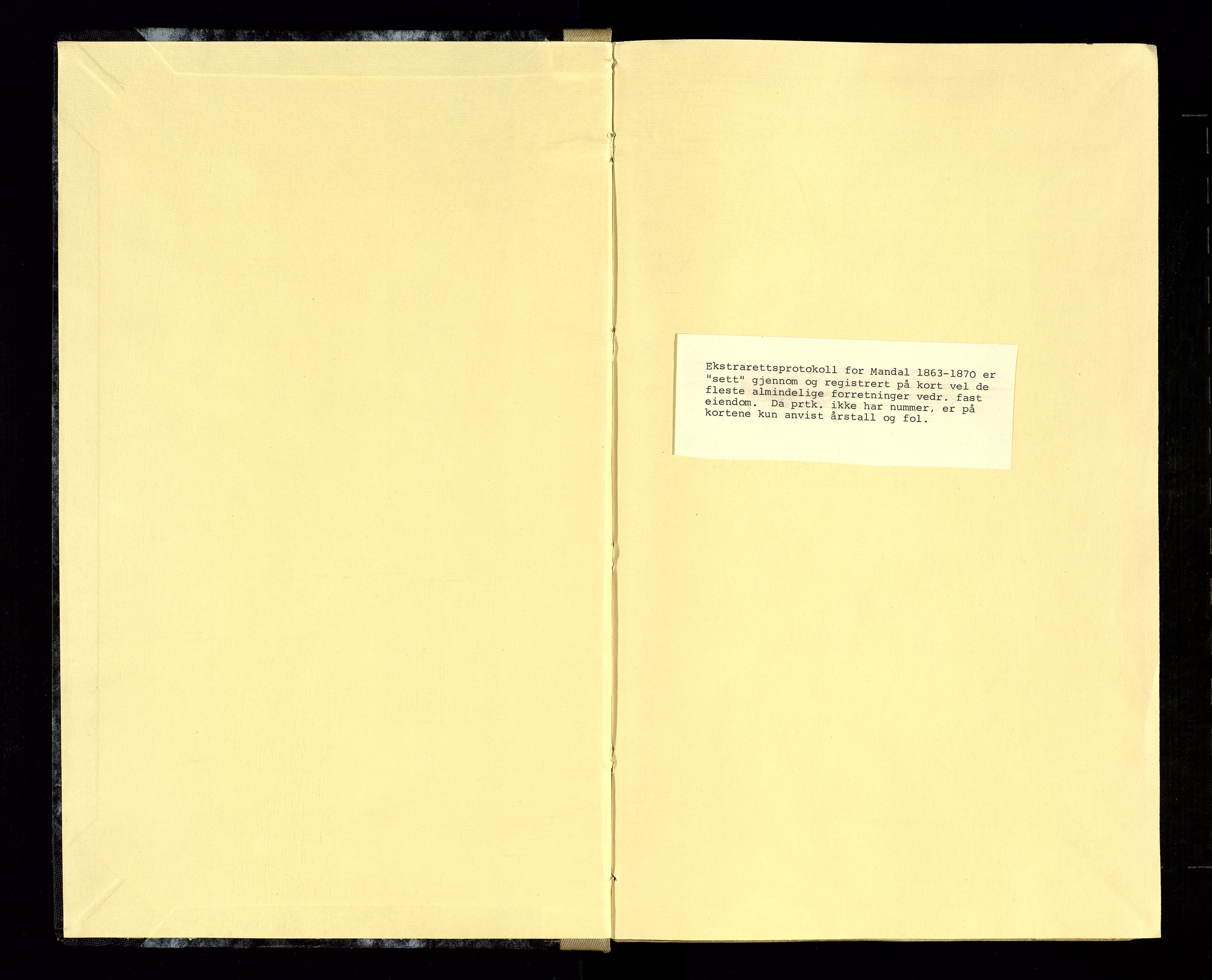 Mandal sorenskriveri, SAK/1221-0005/001/F/Fb/L0021: Ekstrarettsprotokoll nr 19, 1863-1870