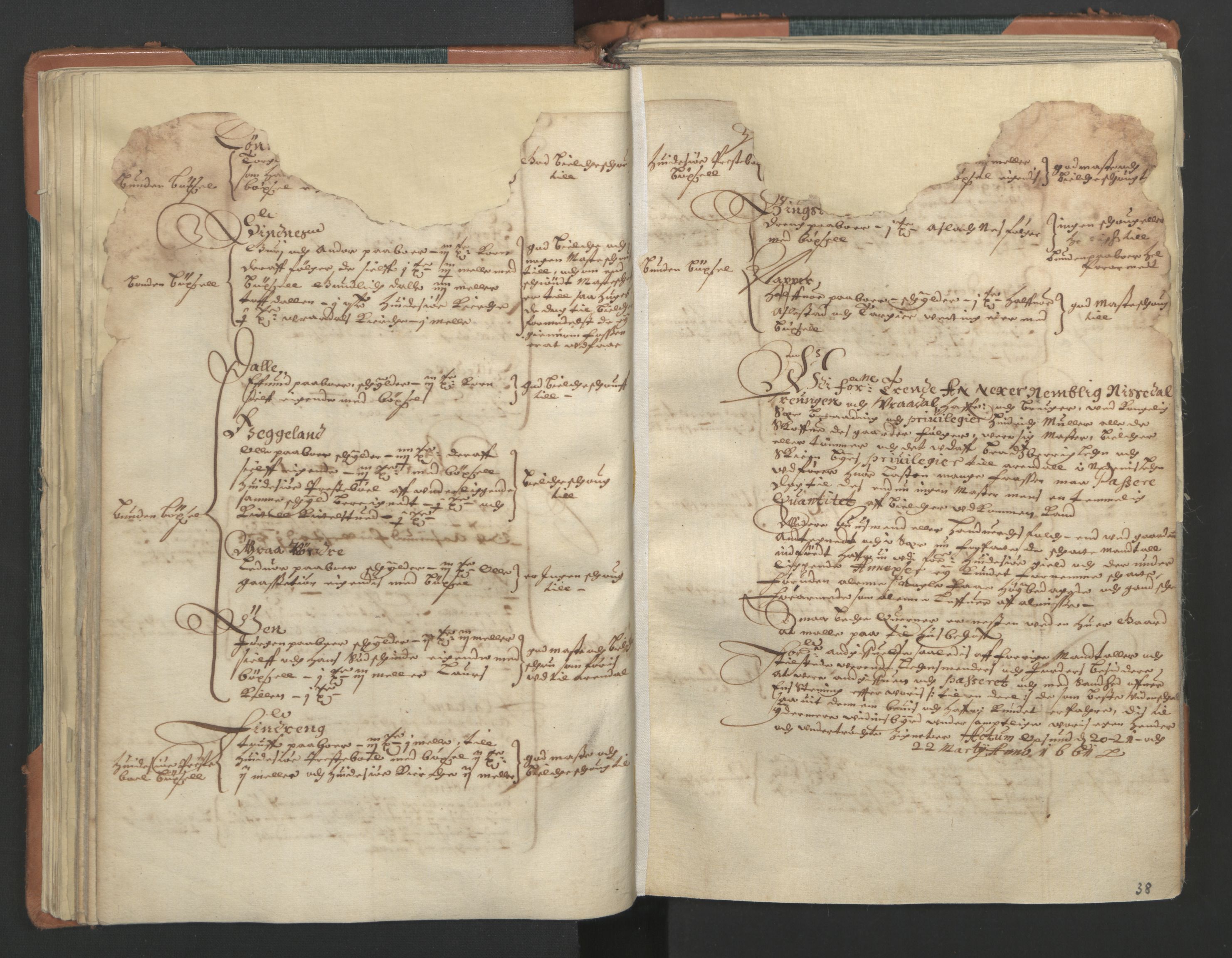 Rentekammeret inntil 1814, Realistisk ordnet avdeling, RA/EA-4070/L/L0017: Skien lagdømme. Alminnelig jordebok for Telemark, Bamble og Numedal, 1661, s. 37b-38a