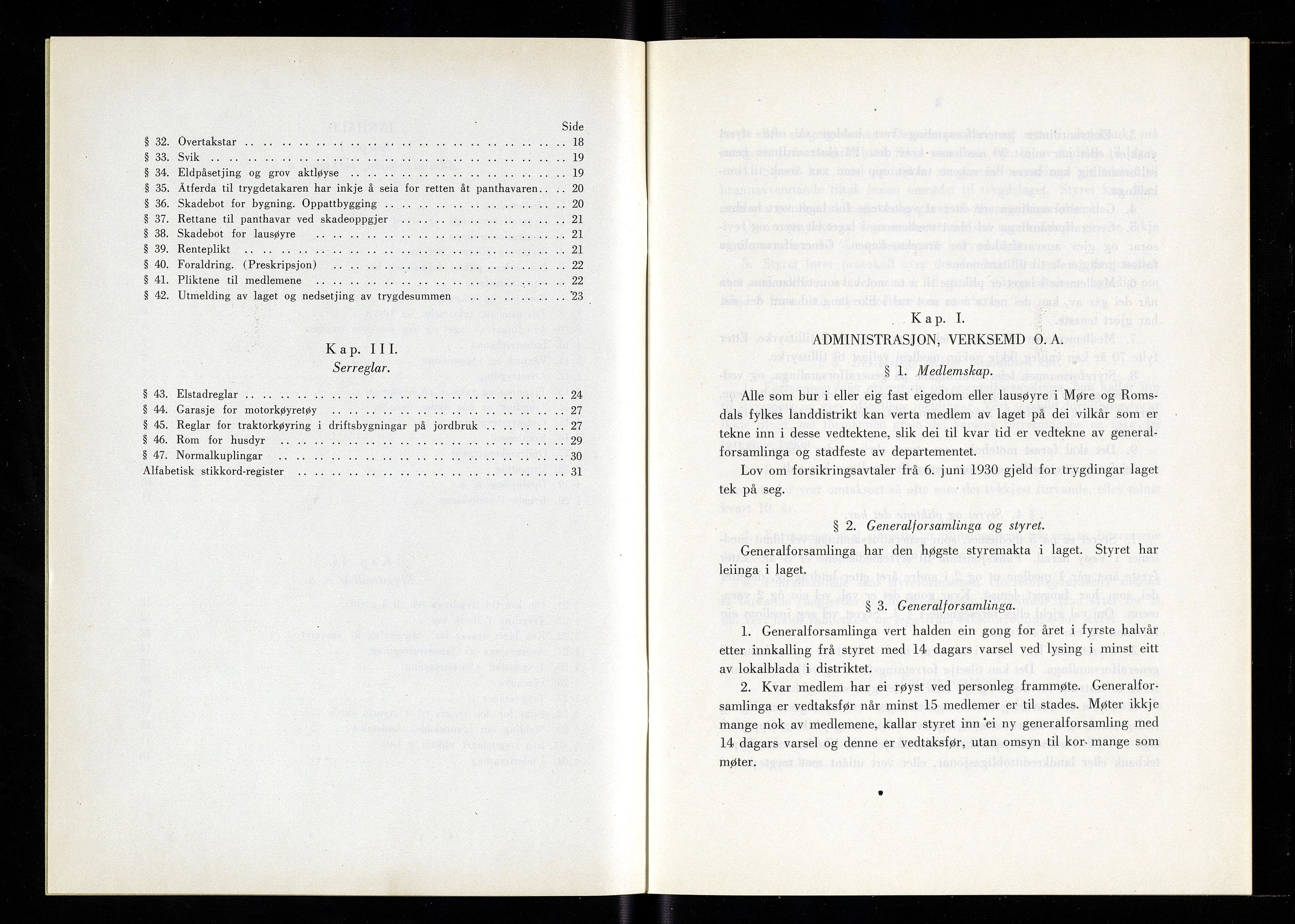 Veøy Branntrygdelag, ROMS/R.Ark.1005/Y/L0001: Vedtekter for Veøy Gjensidige Branntrygdelag. Plan for Veøy Branntrygdelag., 1955