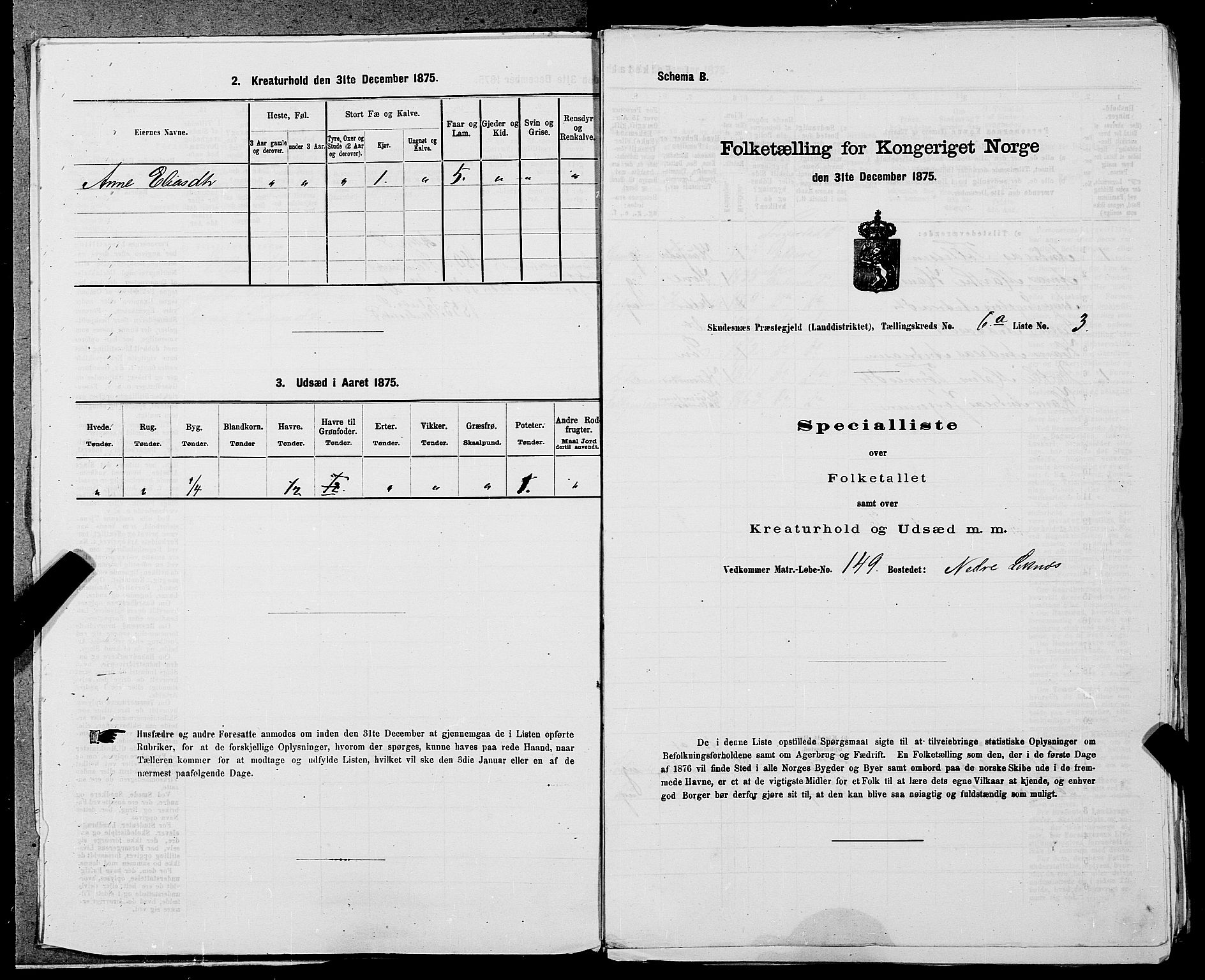 SAST, Folketelling 1875 for 1150L Skudenes prestegjeld, Falnes sokn, Åkra sokn og Ferkingstad sokn, 1875, s. 713