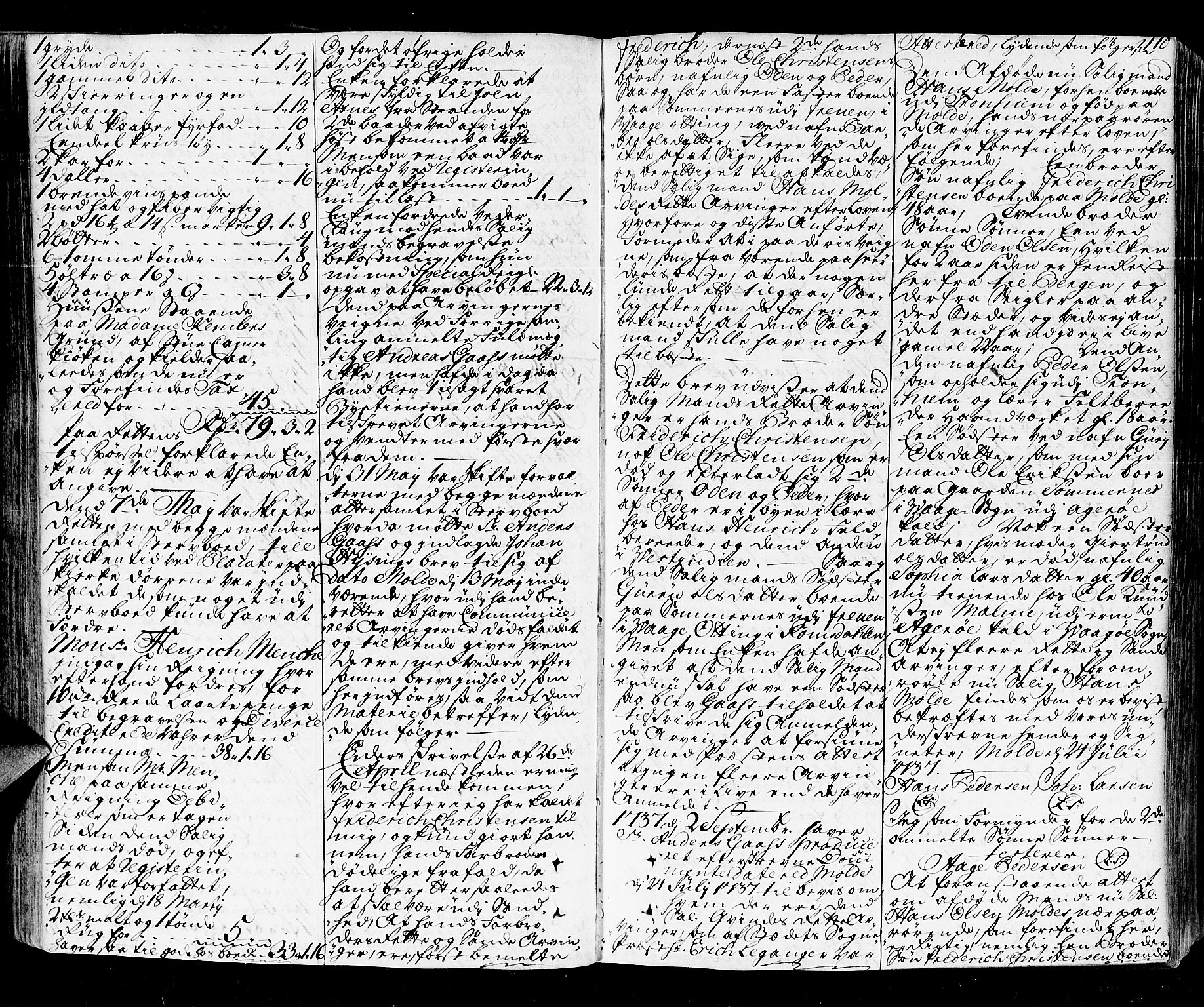 Trondheim byfogd, AV/SAT-A-0003/1/3/3A/L0013: Skifteprotokoll - gml.nr.12. (m/ register), 1735-1738, s. 109b-110a