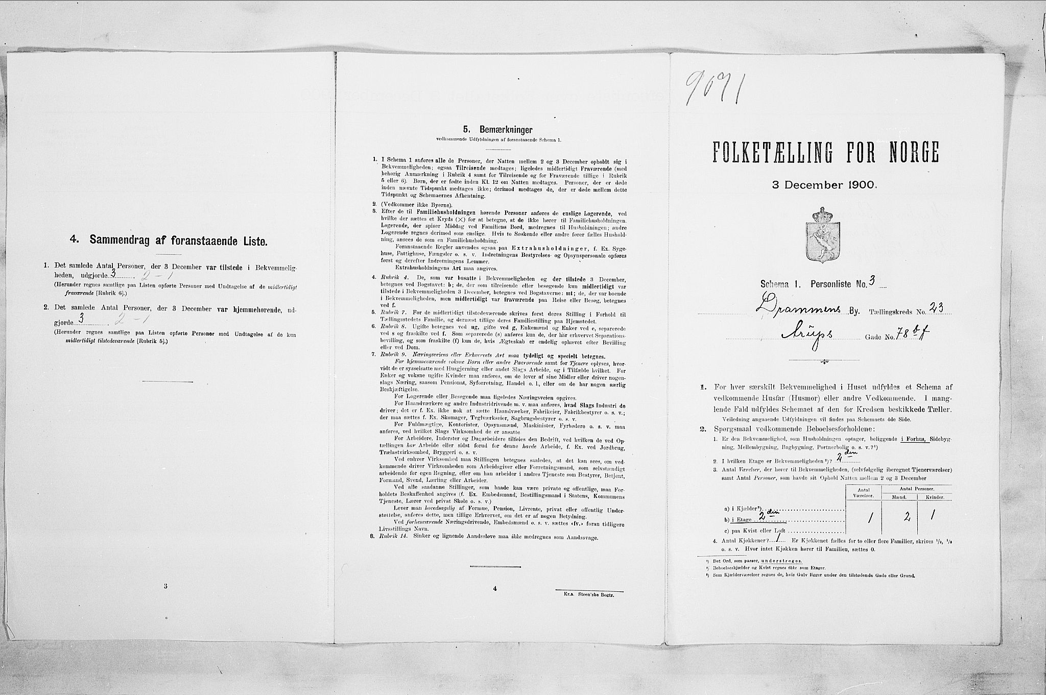 RA, Folketelling 1900 for 0602 Drammen kjøpstad, 1900, s. 3866