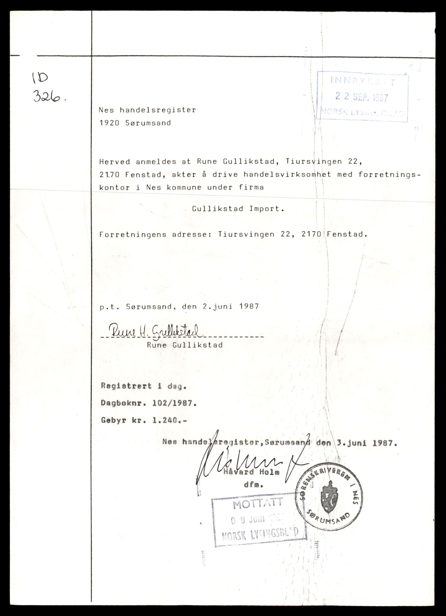 Nes tingrett, AV/SAT-A-10548/K/Ke/Kea/L0003: Enkeltmannsforetak, Glo - Joh, 1944-1990, s. 15