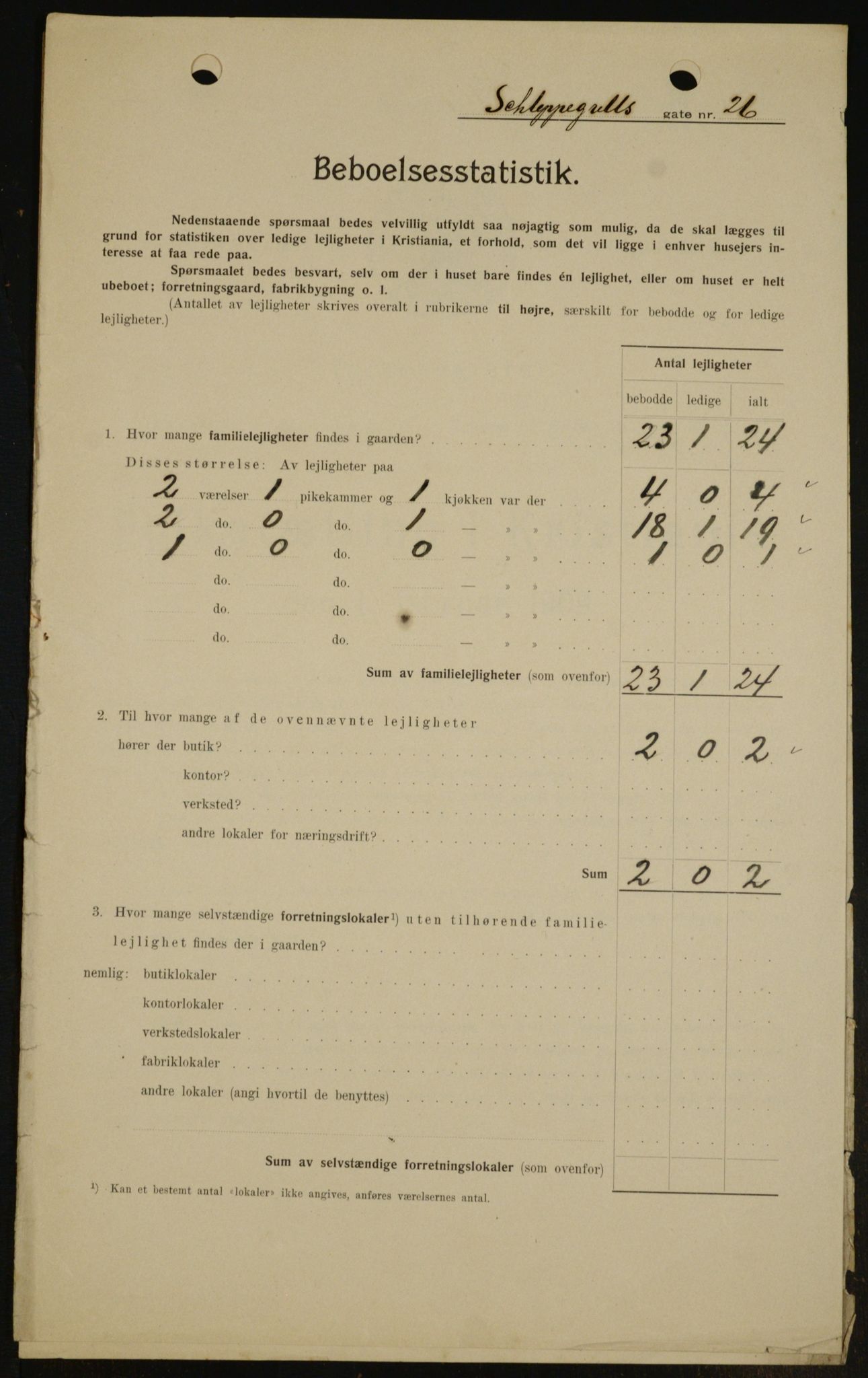 OBA, Kommunal folketelling 1.2.1909 for Kristiania kjøpstad, 1909, s. 82043