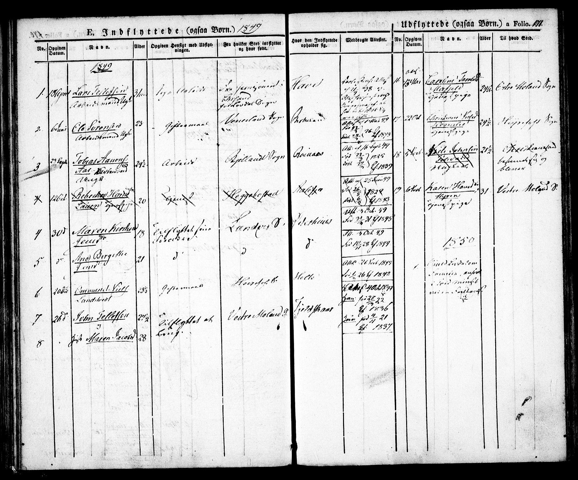 Birkenes sokneprestkontor, SAK/1111-0004/F/Fa/L0001: Ministerialbok nr. A 1, 1829-1849, s. 171