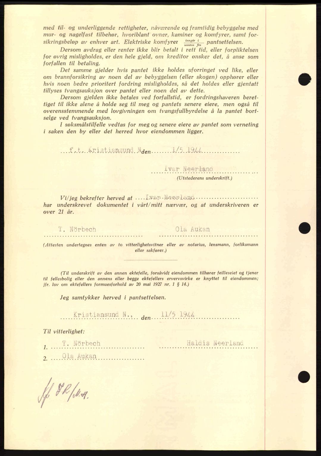 Nordmøre sorenskriveri, AV/SAT-A-4132/1/2/2Ca: Pantebok nr. B91, 1943-1944, Dagboknr: 800/1944