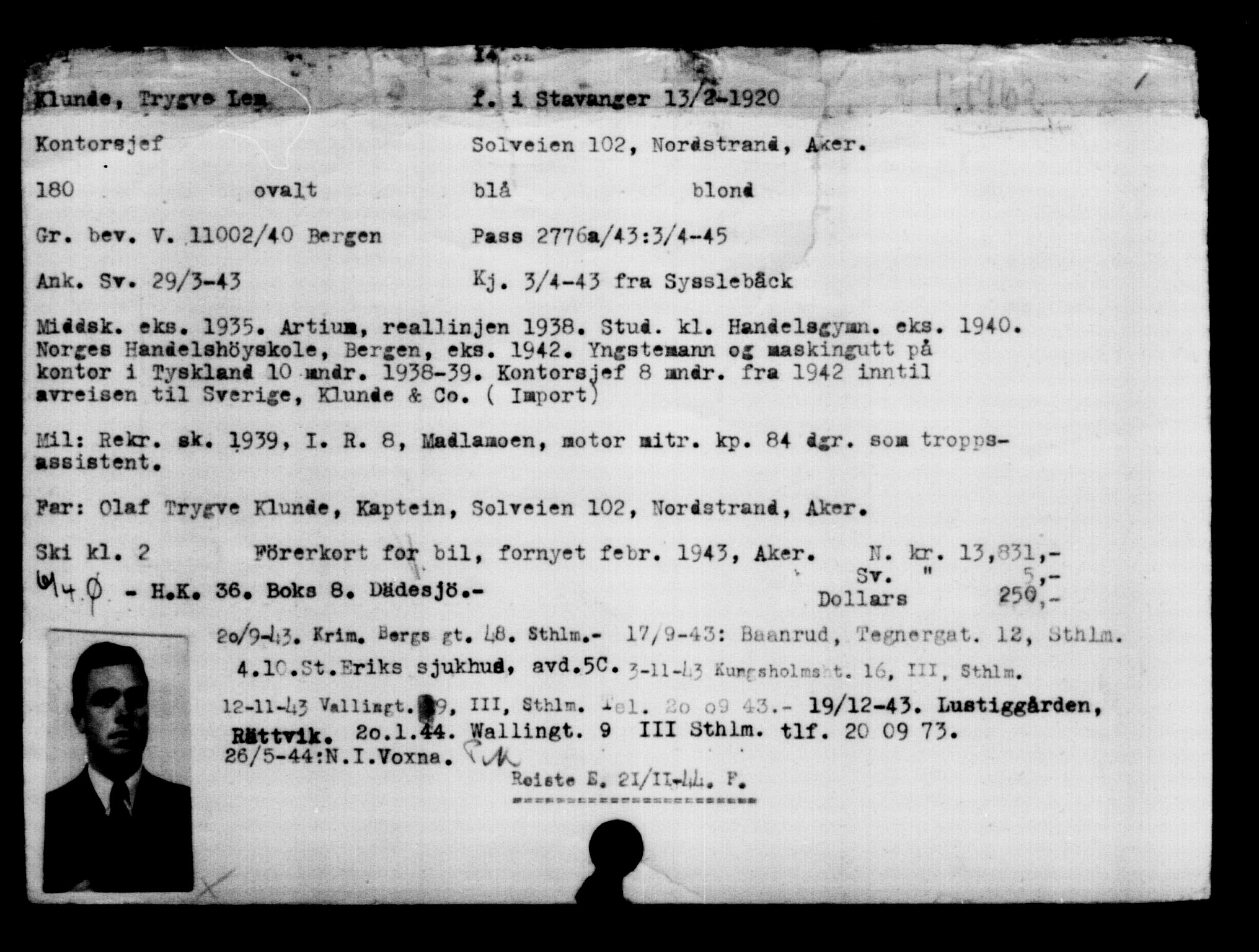 Den Kgl. Norske Legasjons Flyktningskontor, AV/RA-S-6753/V/Va/L0007: Kjesäterkartoteket.  Flyktningenr. 12700-15723, 1940-1945, s. 2602