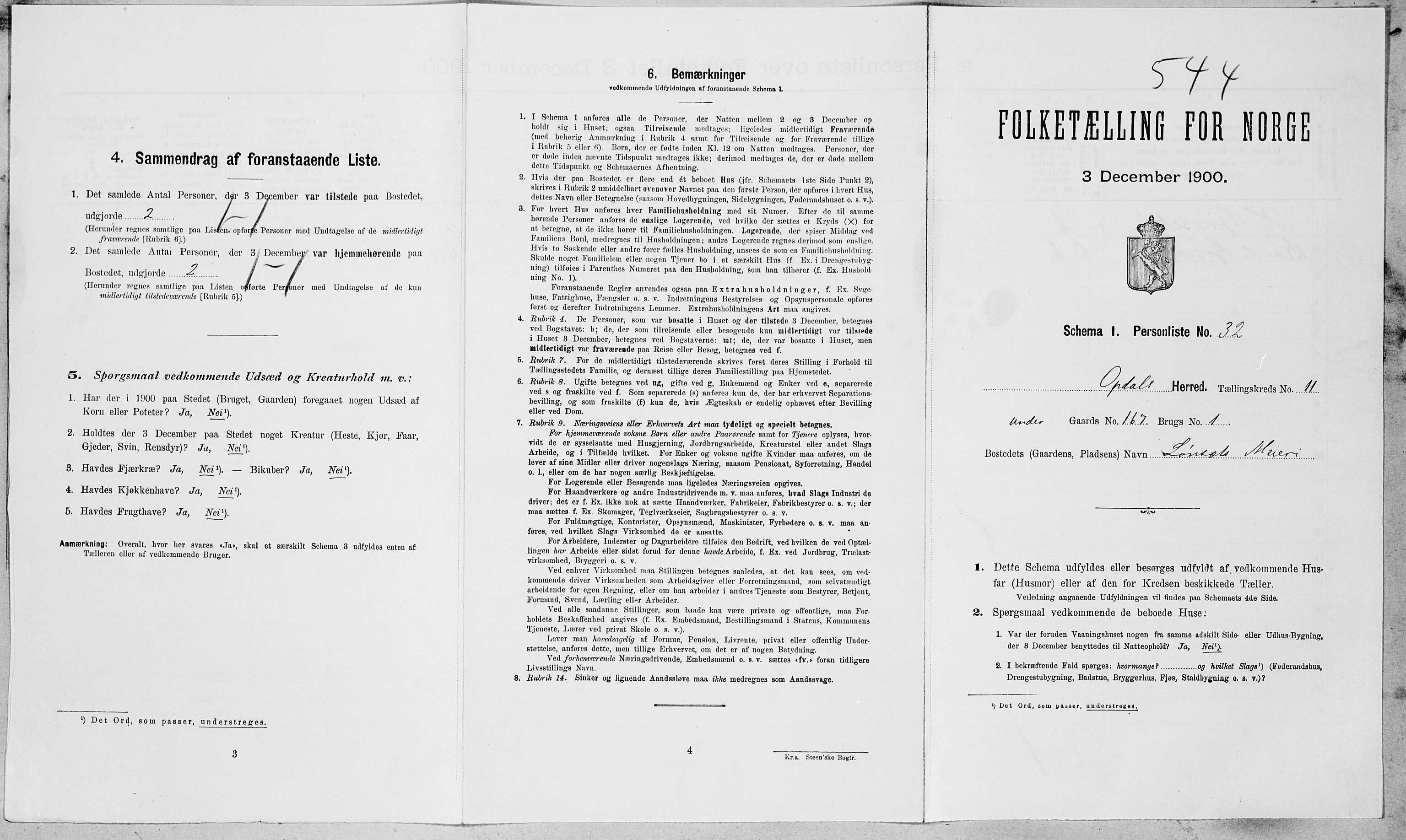 SAT, Folketelling 1900 for 1634 Oppdal herred, 1900, s. 912