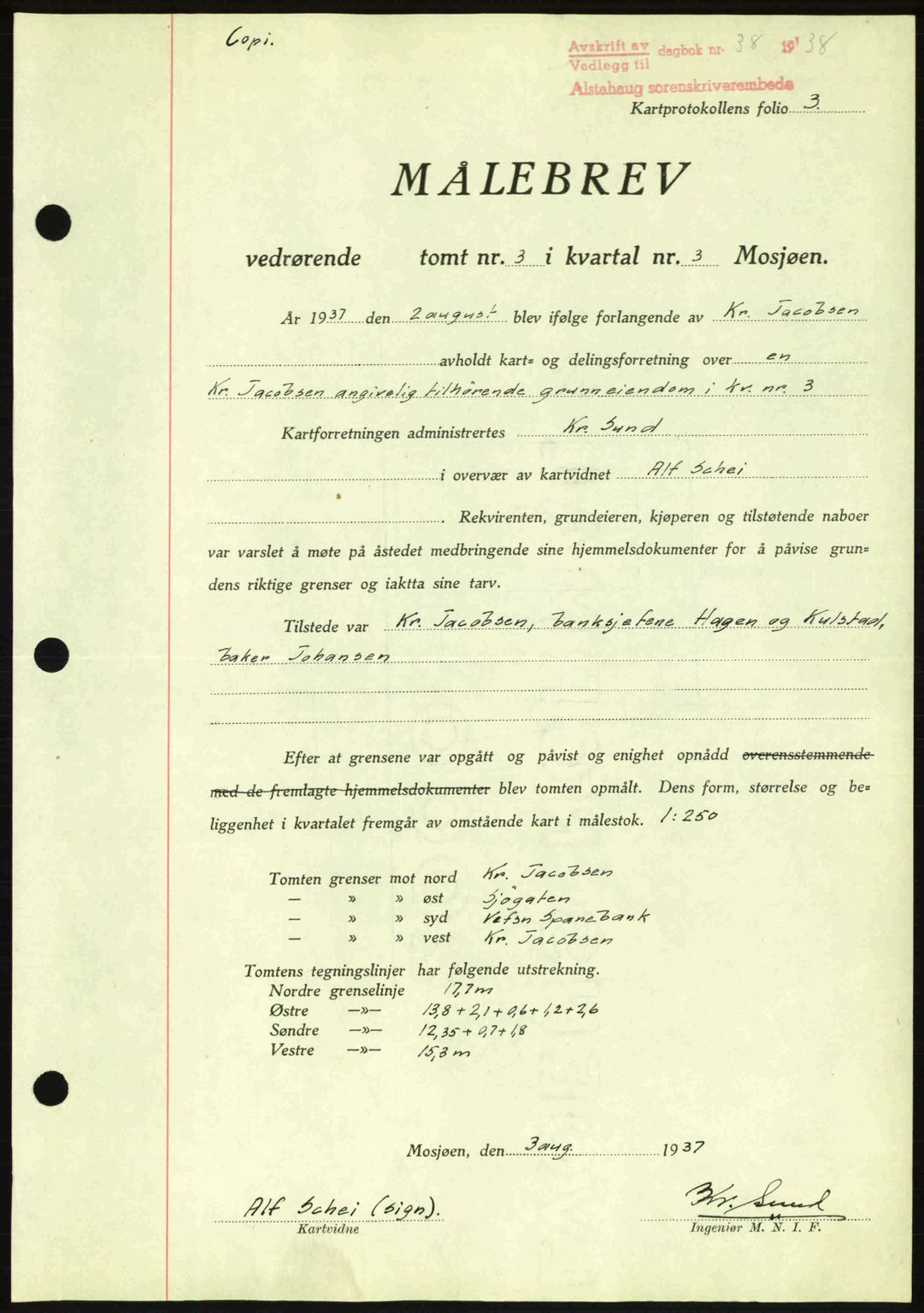 Alstahaug sorenskriveri, SAT/A-1009: Pantebok nr. A3, 1937-1938, Dagboknr: 38/1938