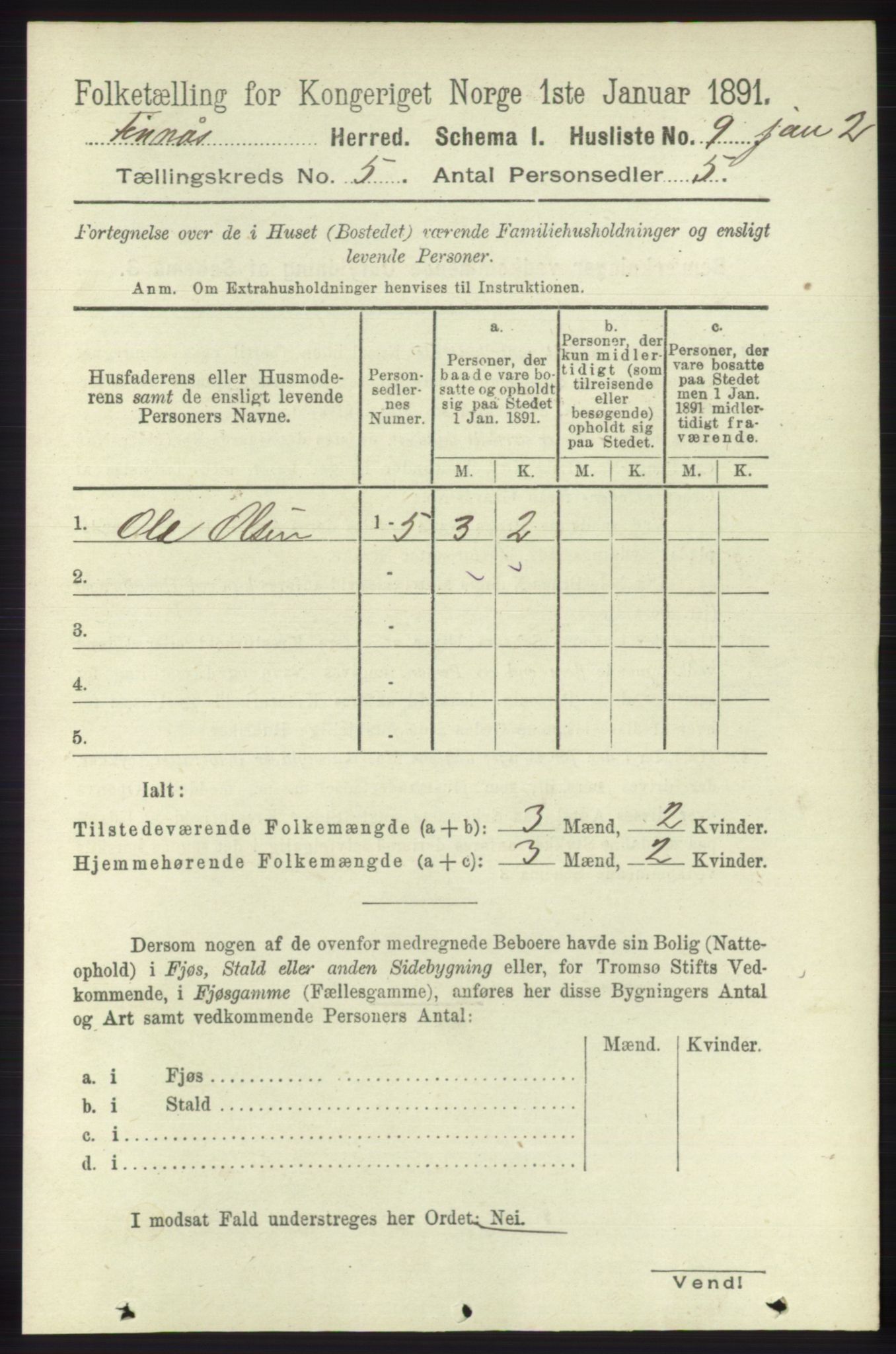 RA, Folketelling 1891 for 1218 Finnås herred, 1891, s. 2195