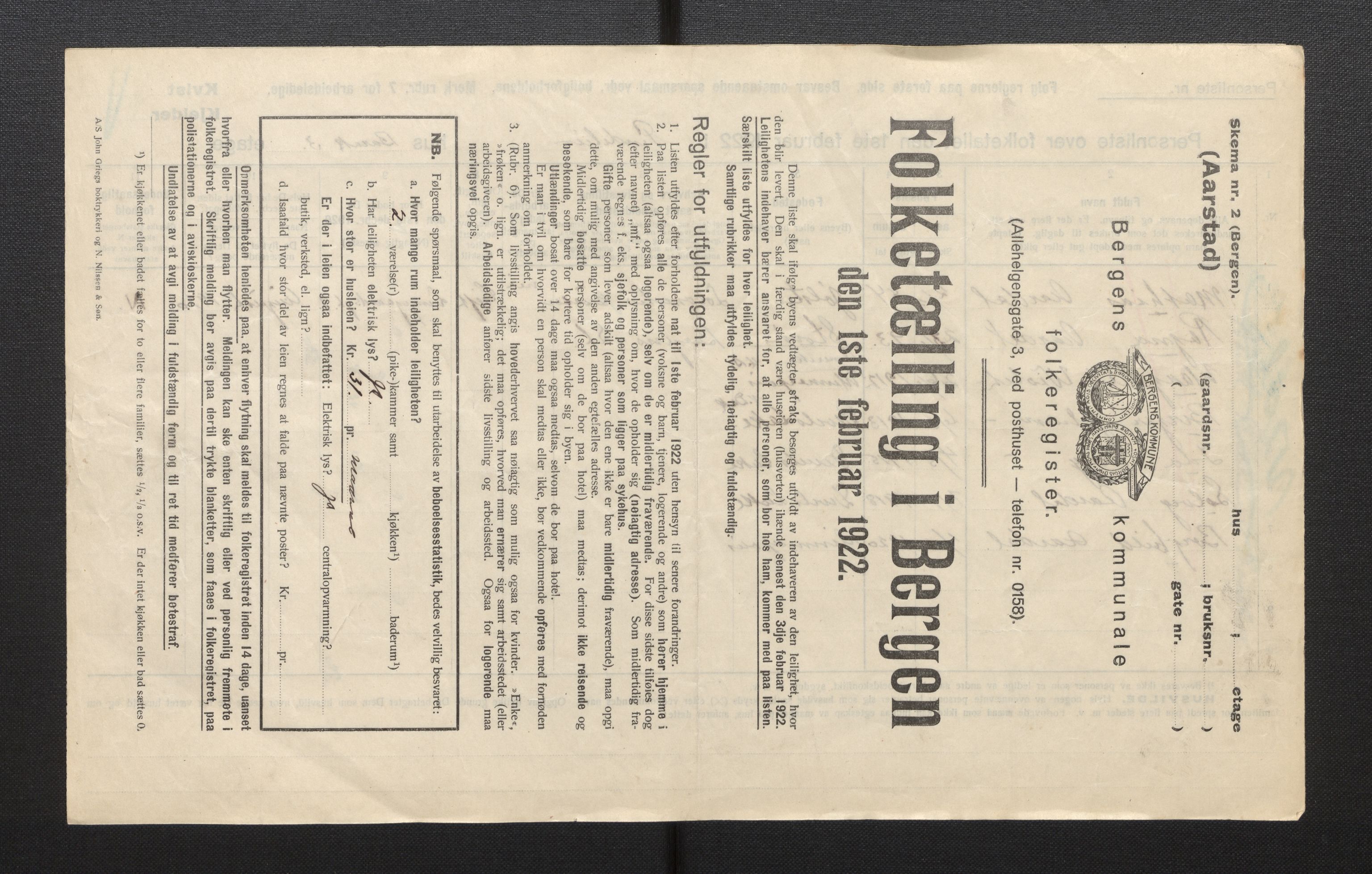 SAB, Kommunal folketelling 1922 for Bergen kjøpstad, 1922, s. 56729
