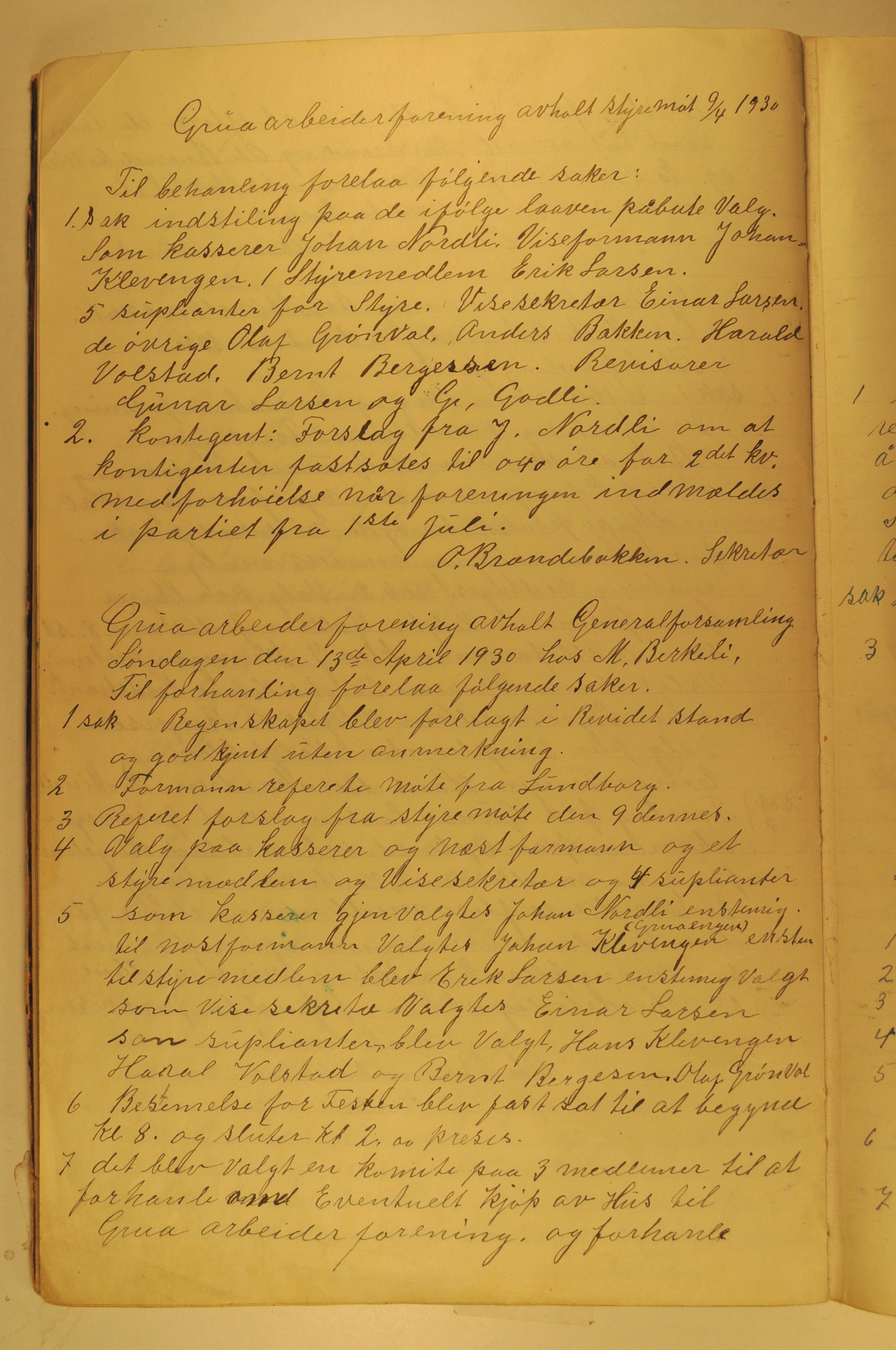 Grua Arbeiderlag, OARM/H-A-00261/A/L0001/0001: Forhandlingsprotokoller / Forhandlingsprotokoll Grua Arbeiderforening, 1918-1939