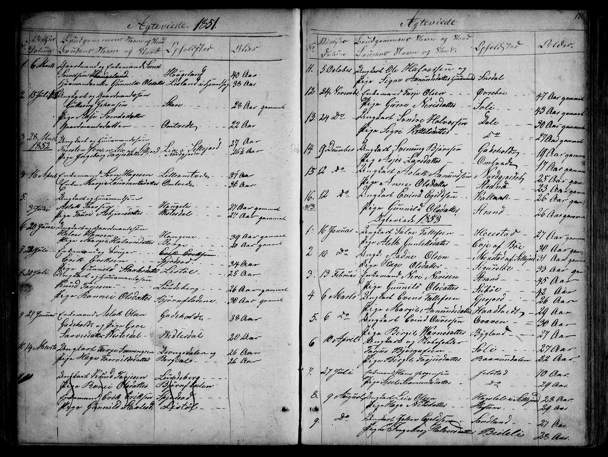 Kviteseid kirkebøker, AV/SAKO-A-276/G/Gb/L0002: Klokkerbok nr. II 2, 1850-1892, s. 181