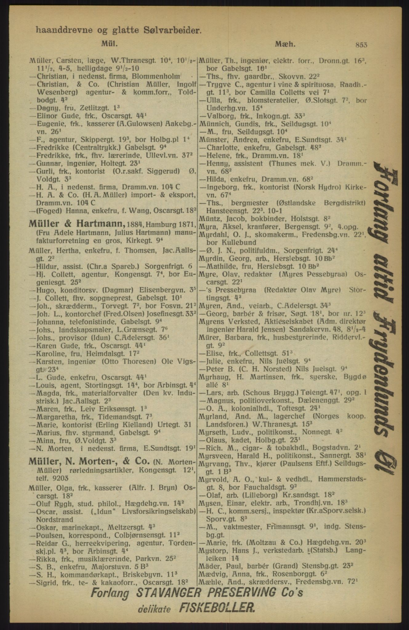 Kristiania/Oslo adressebok, PUBL/-, 1915, s. 853