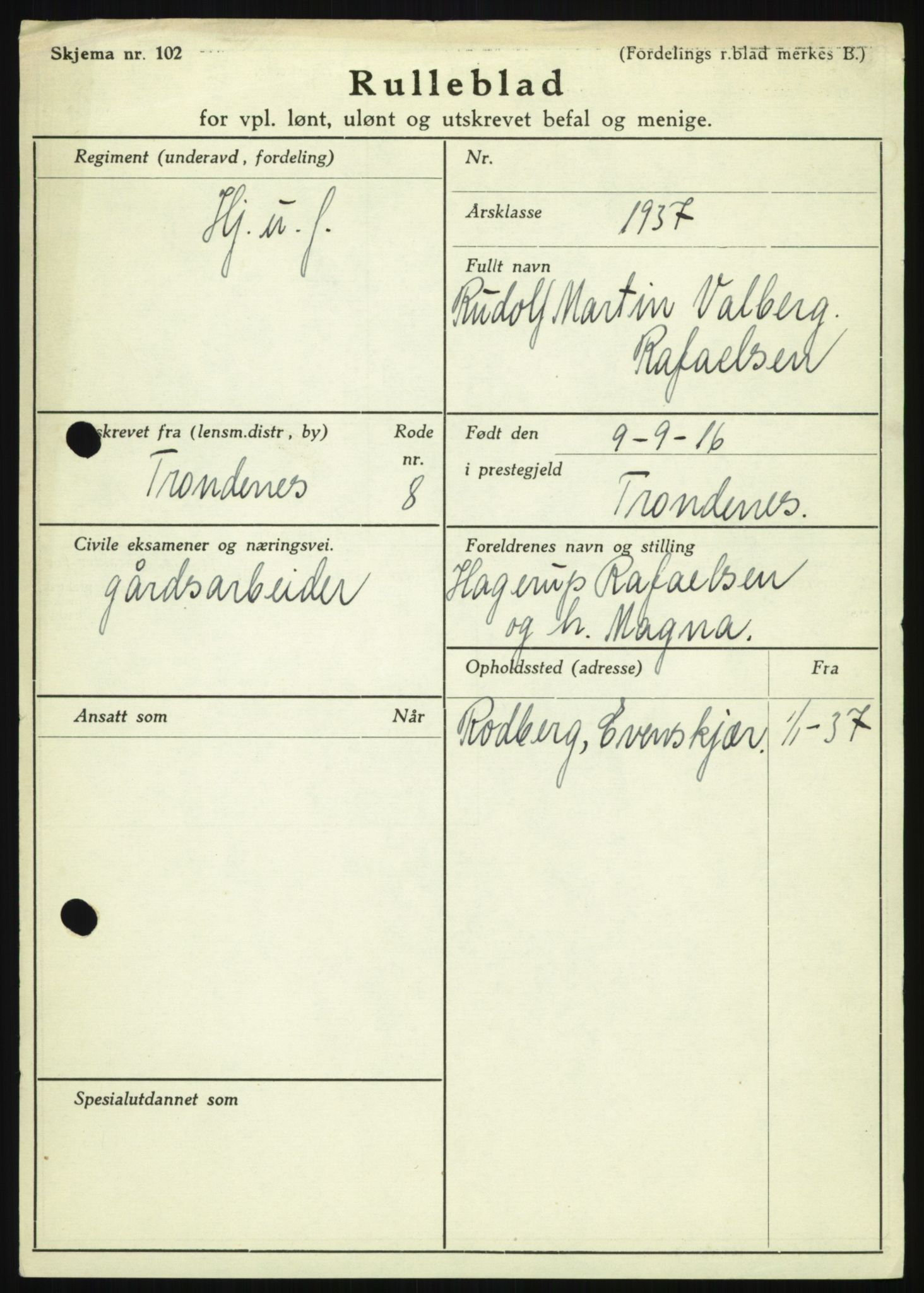 Forsvaret, Troms infanteriregiment nr. 16, AV/RA-RAFA-3146/P/Pa/L0021: Rulleblad for regimentets menige mannskaper, årsklasse 1937, 1937, s. 1065