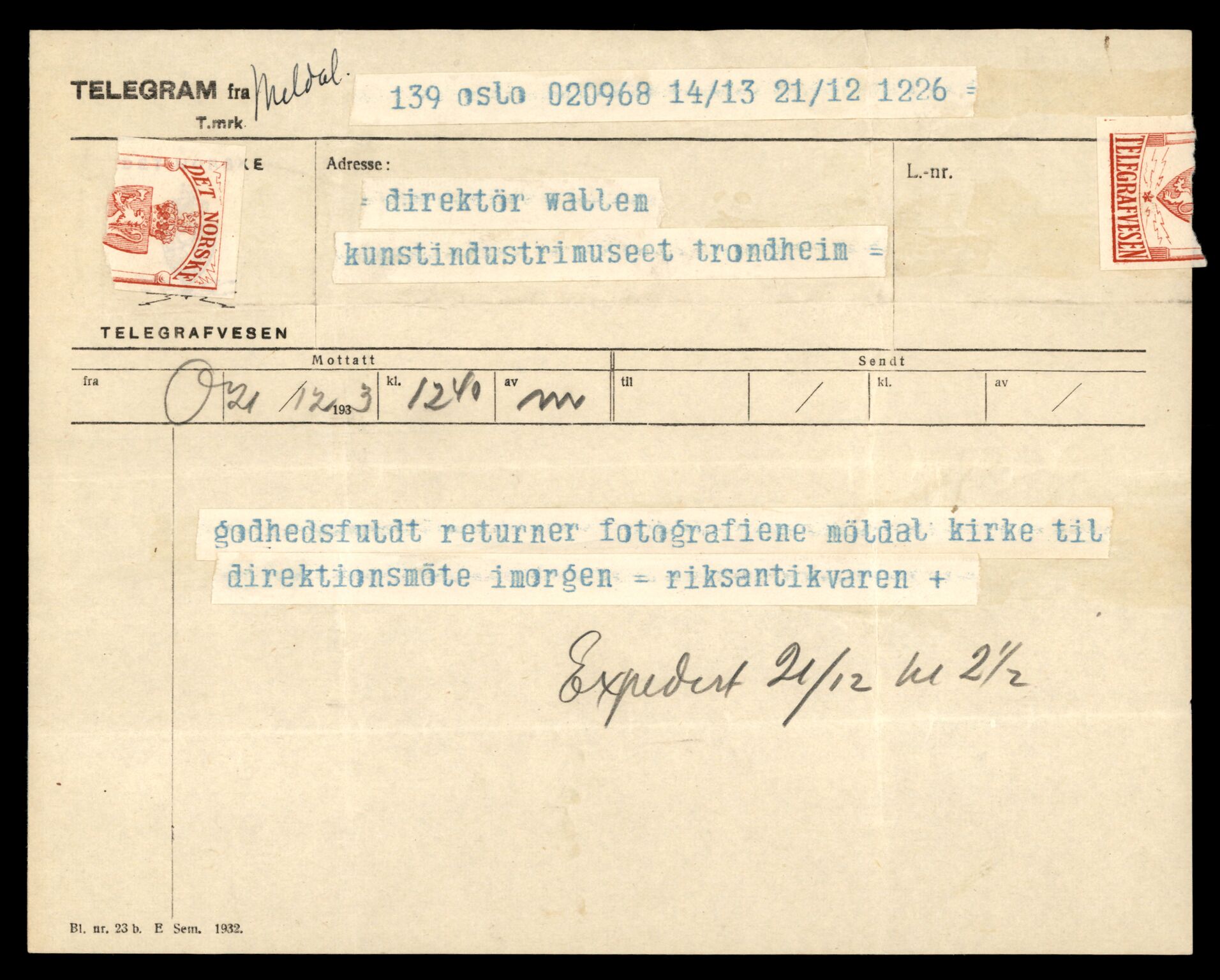 Fortidsminneforeningen, Den trønderske avdeling, AV/SAT-PA-0592/D/Da/L0029: Sakarkiv etter nøkkel, s. 283