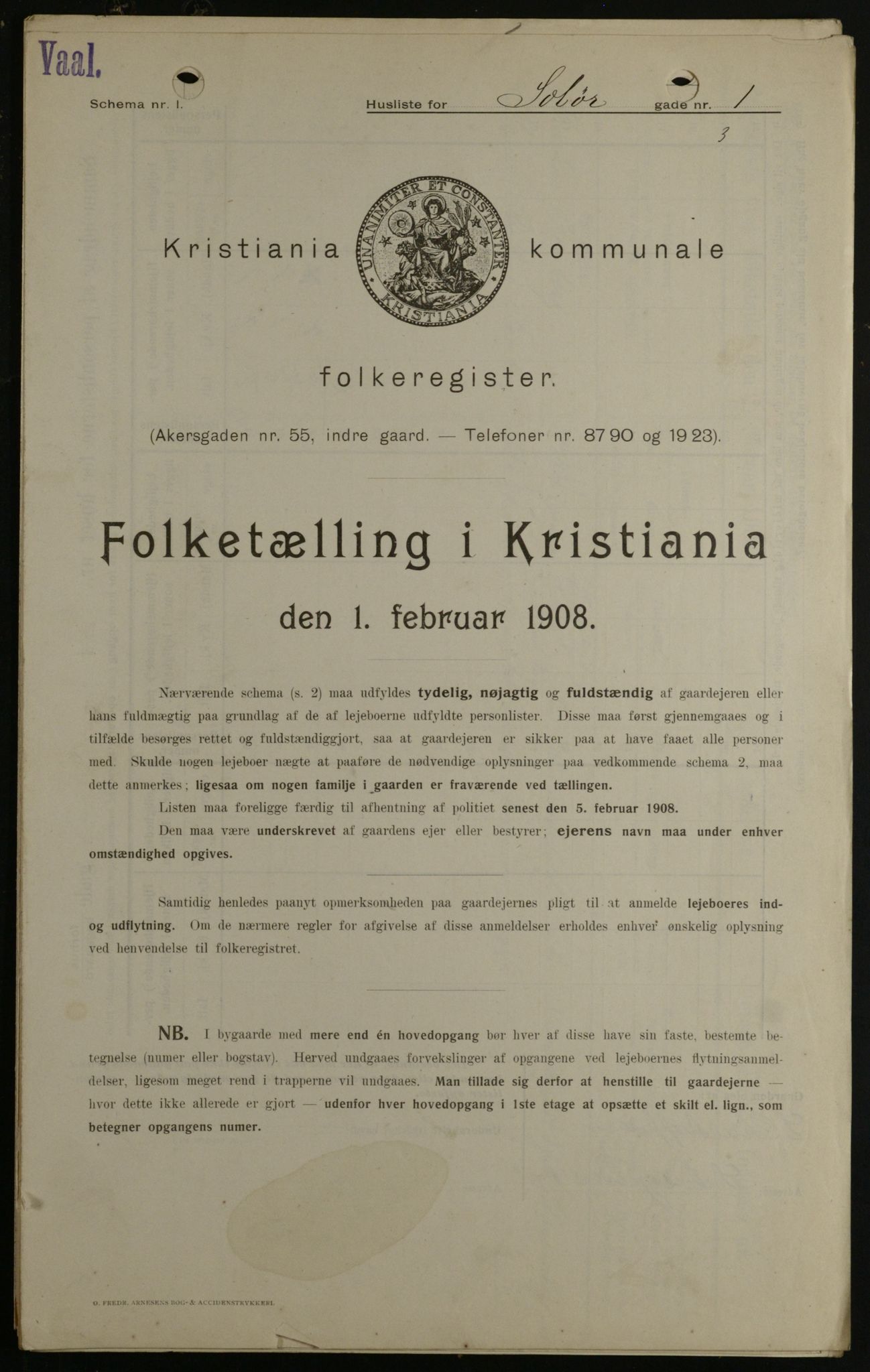 OBA, Kommunal folketelling 1.2.1908 for Kristiania kjøpstad, 1908, s. 89836