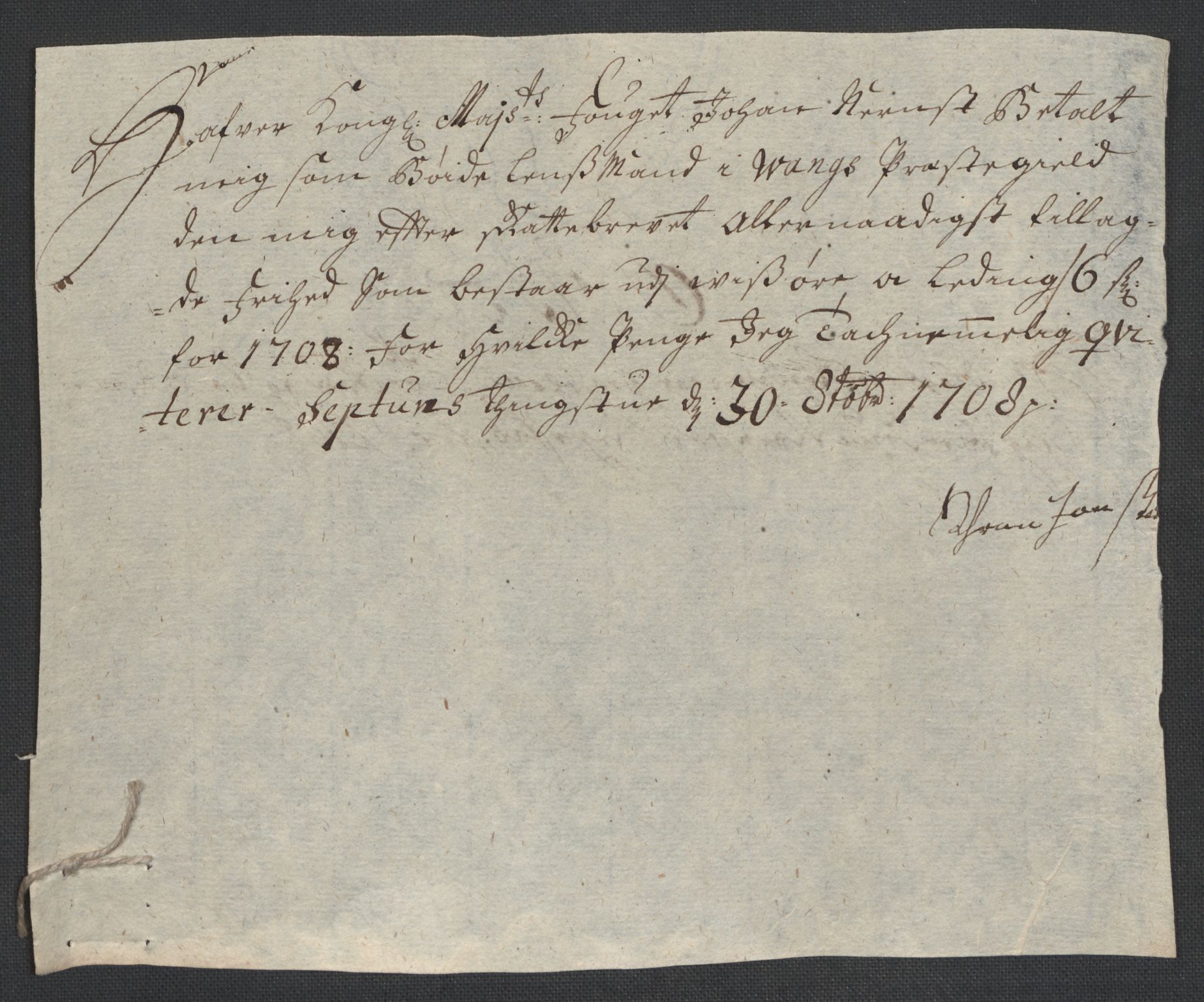 Rentekammeret inntil 1814, Reviderte regnskaper, Fogderegnskap, RA/EA-4092/R18/L1305: Fogderegnskap Hadeland, Toten og Valdres, 1707-1708, s. 449