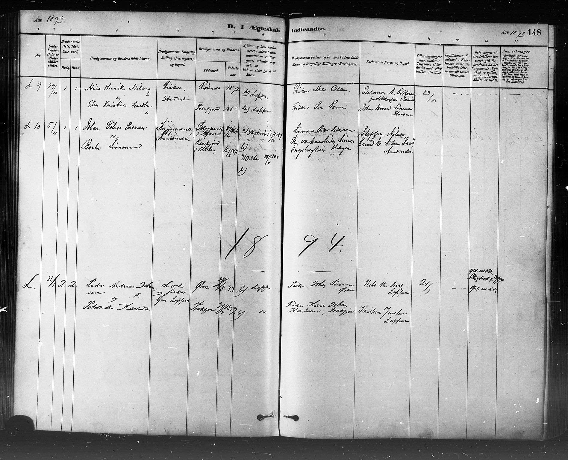 Loppa sokneprestkontor, AV/SATØ-S-1339/H/Ha/L0006kirke: Ministerialbok nr. 6, 1879-1895, s. 148