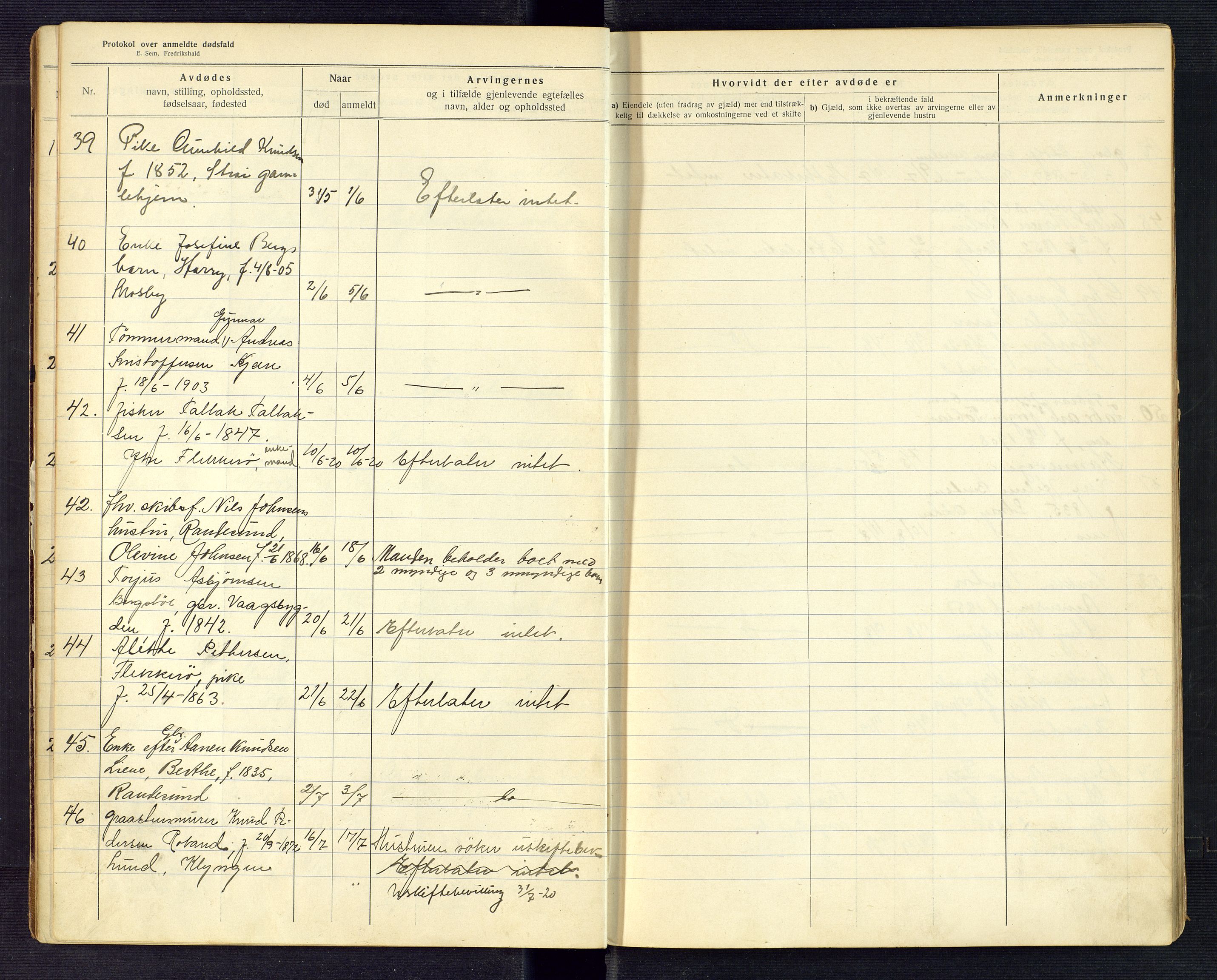 Torridal sorenskriveri, AV/SAK-1221-0012/H/Ha/L0007: Dødsfallsprotokoll Oddernes nr. 3, 1919-1927