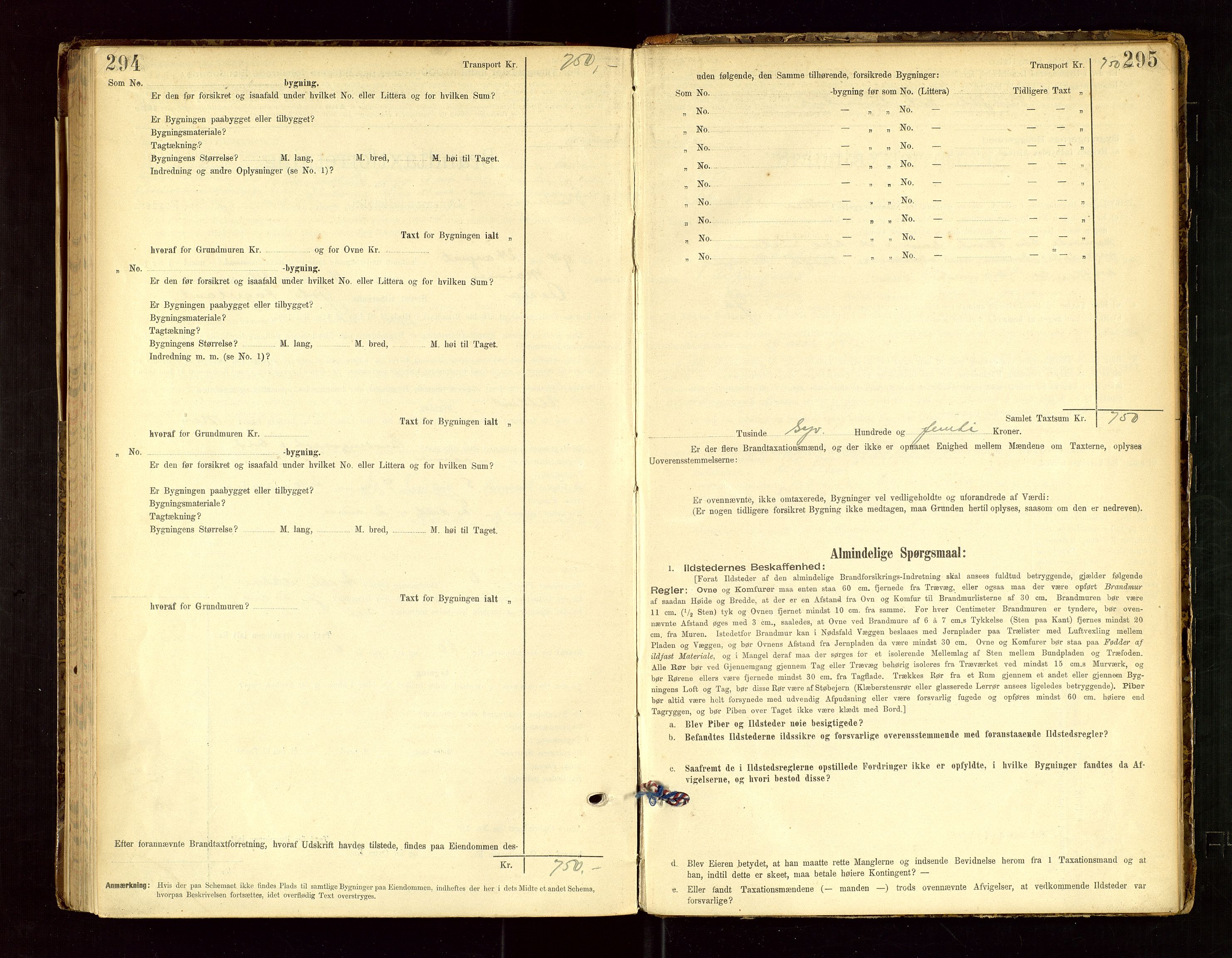 Skudenes lensmannskontor, SAST/A-100444/Gob/L0001: "Brandtaxationsprotokoll", 1895-1924, s. 294-295