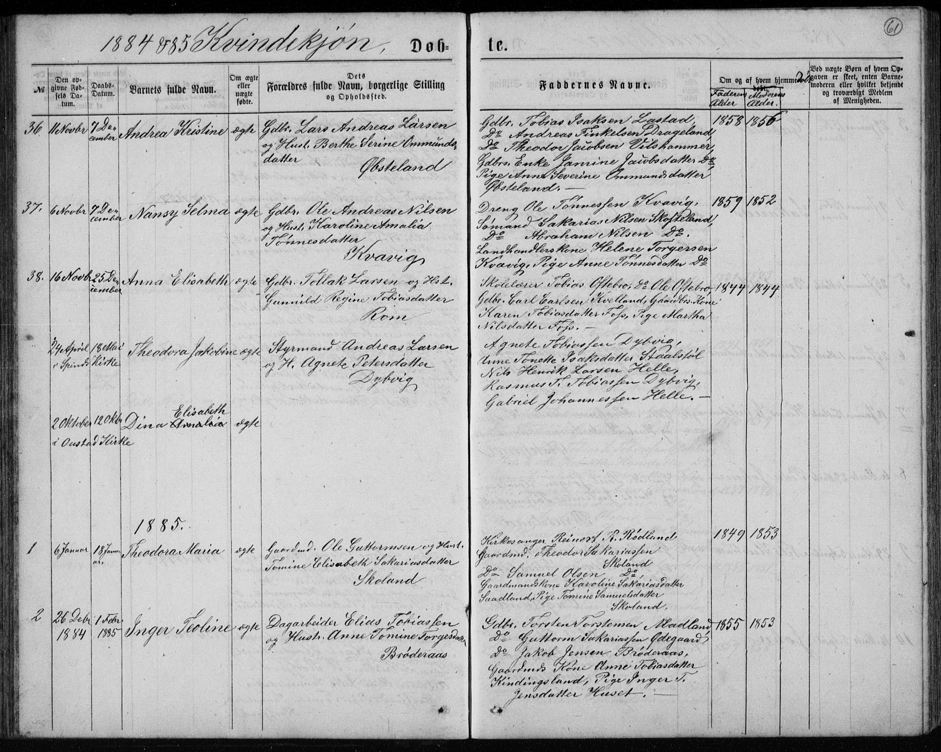 Lyngdal sokneprestkontor, AV/SAK-1111-0029/F/Fb/Fbc/L0004: Klokkerbok nr. B 4, 1878-1896, s. 61