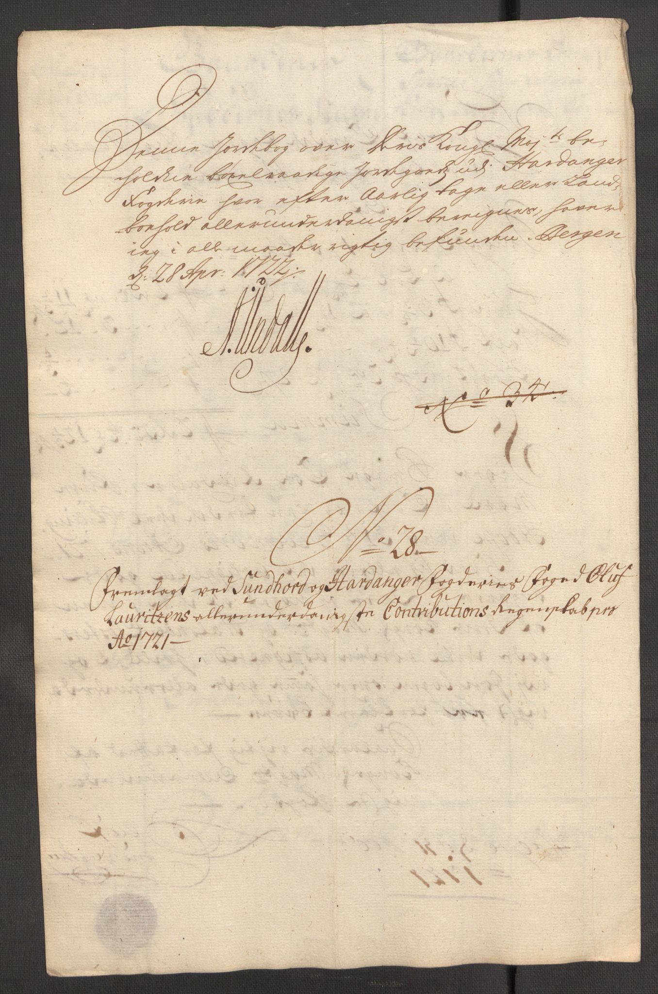 Rentekammeret inntil 1814, Reviderte regnskaper, Fogderegnskap, AV/RA-EA-4092/R48/L3000: Fogderegnskap Sunnhordland og Hardanger, 1721, s. 191