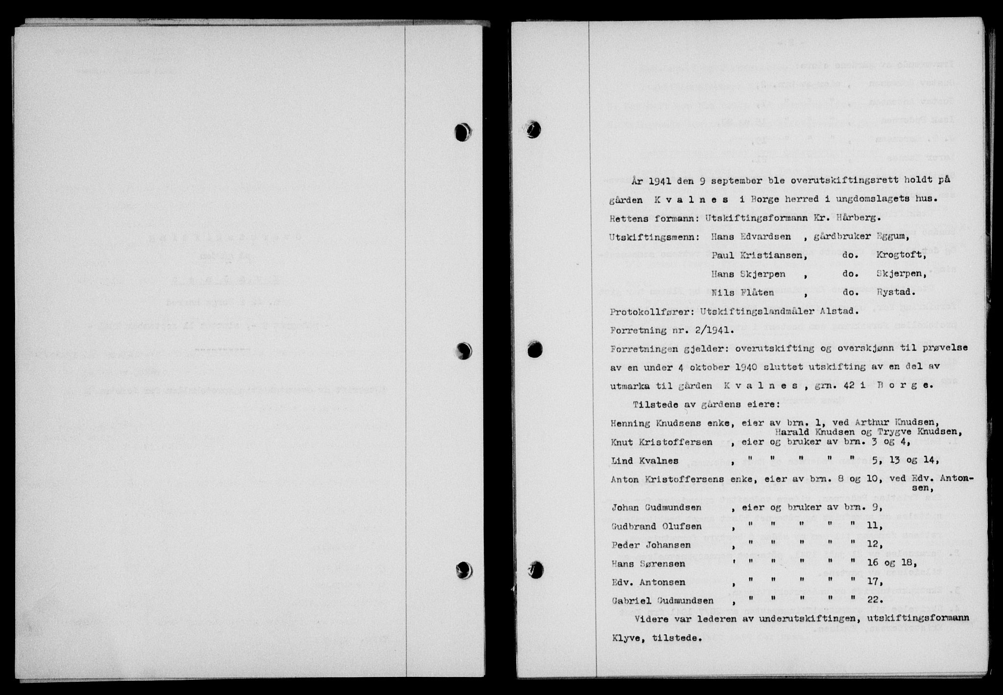 Lofoten sorenskriveri, SAT/A-0017/1/2/2C/L0009a: Pantebok nr. 9a, 1941-1942, Dagboknr: 2262/1941