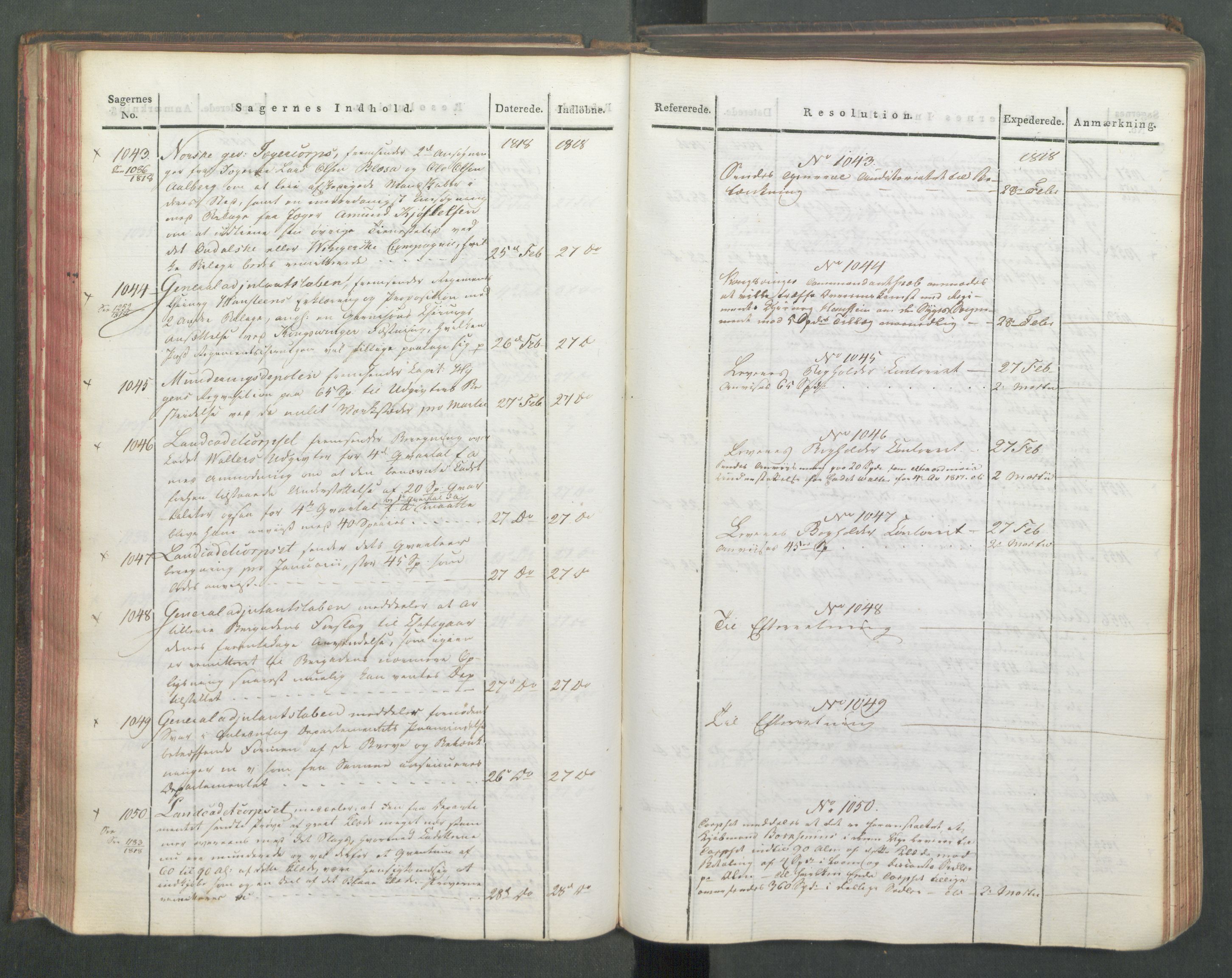 Armédepartementet, RA/RAFA-3493/C/Ca/L0015: 6. Departements Journal, 1818