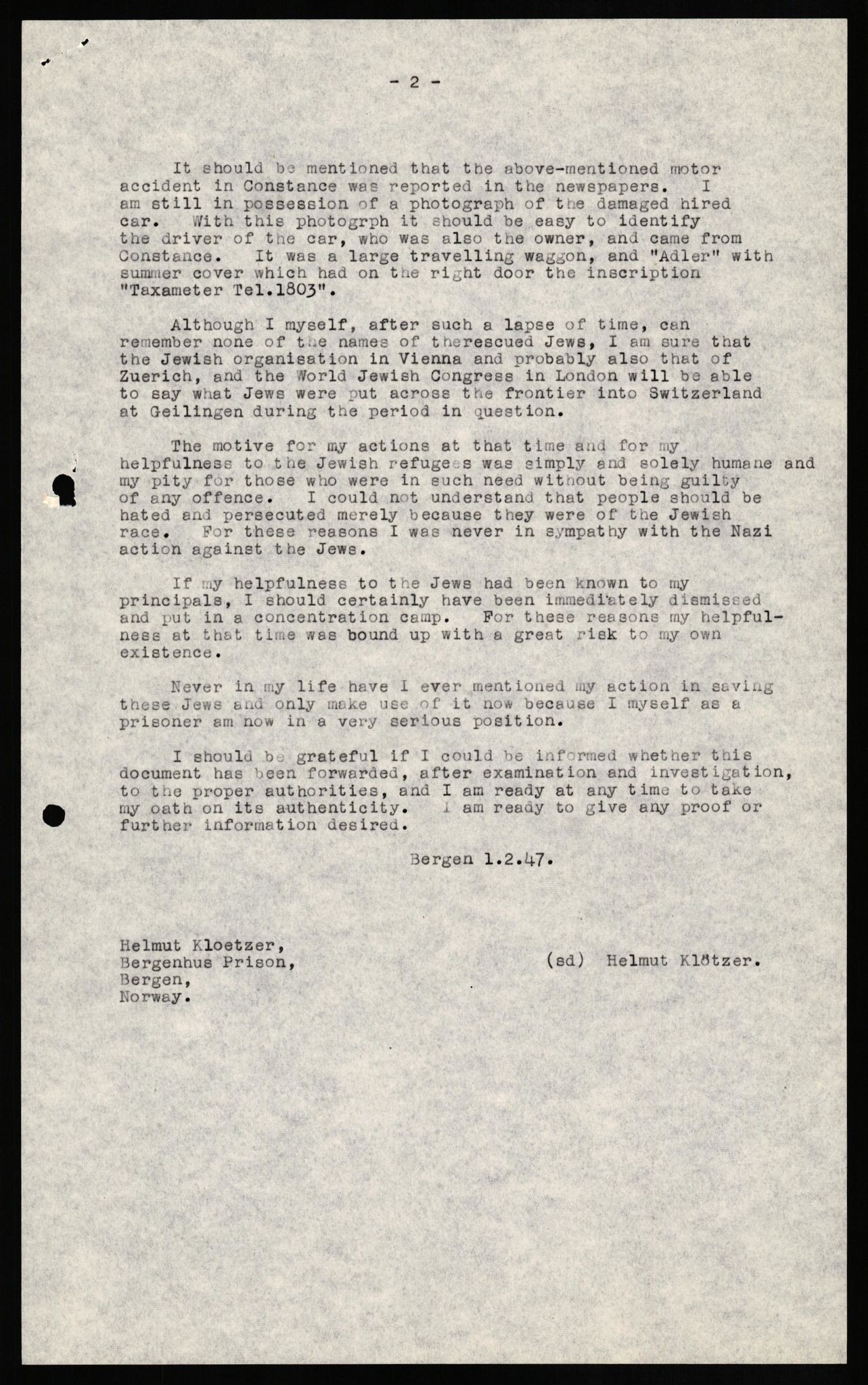 Forsvaret, Forsvarets overkommando II, RA/RAFA-3915/D/Db/L0017: CI Questionaires. Tyske okkupasjonsstyrker i Norge. Tyskere., 1945-1946, s. 113