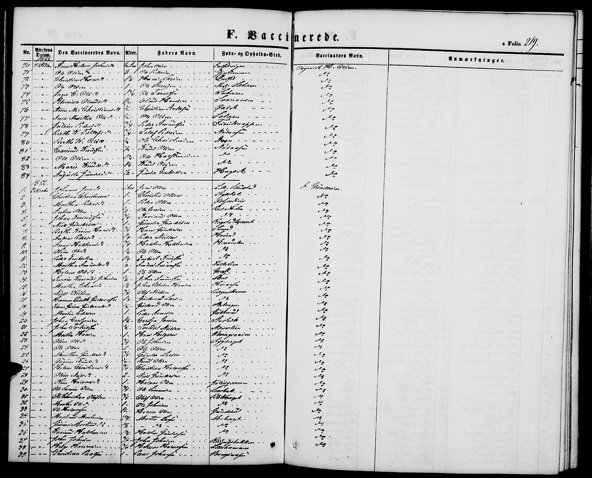 Elverum prestekontor, SAH/PREST-044/H/Ha/Hab/L0002: Klokkerbok nr. 2, 1845-1855, s. 219