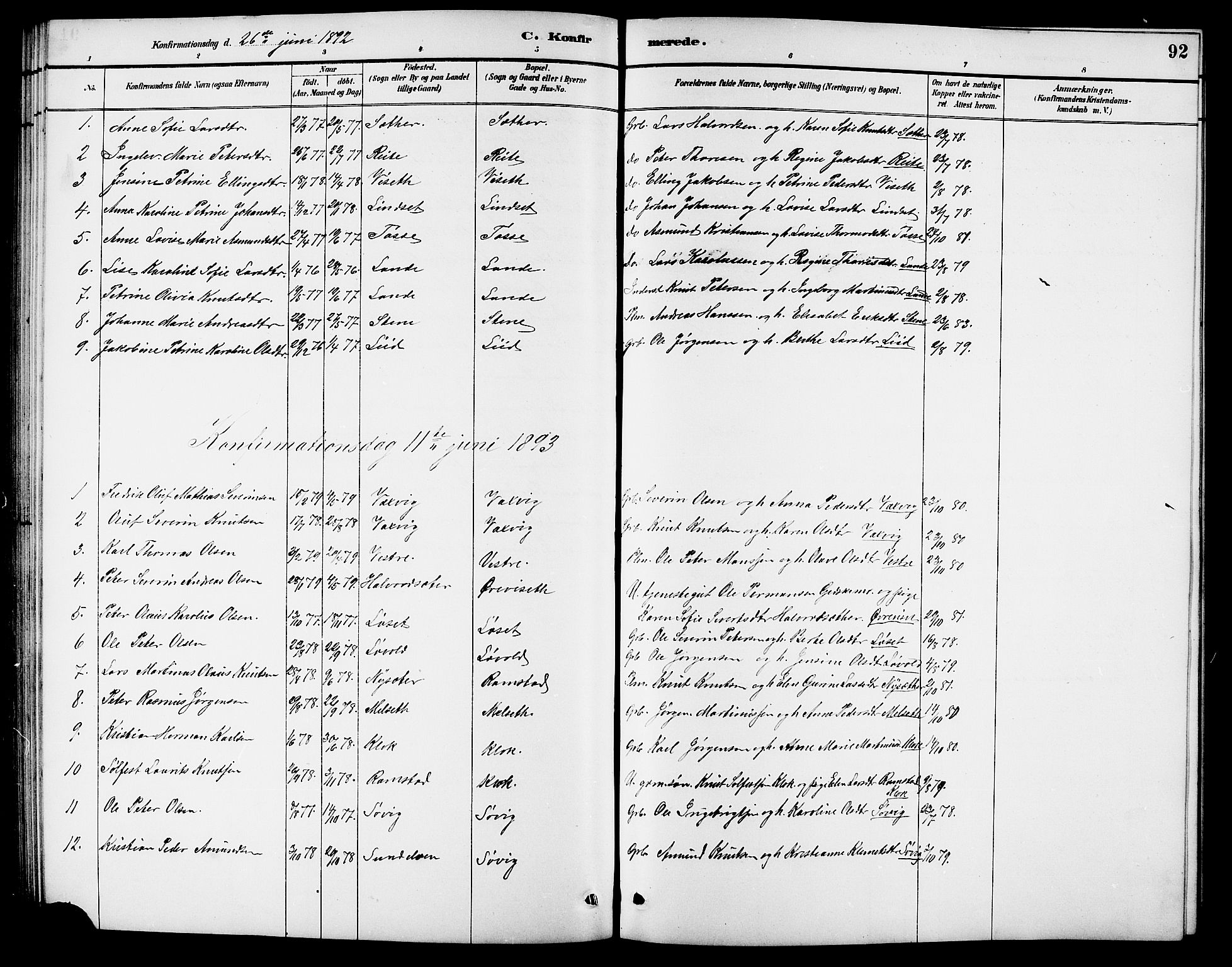 Ministerialprotokoller, klokkerbøker og fødselsregistre - Møre og Romsdal, SAT/A-1454/522/L0327: Klokkerbok nr. 522C06, 1890-1915, s. 92