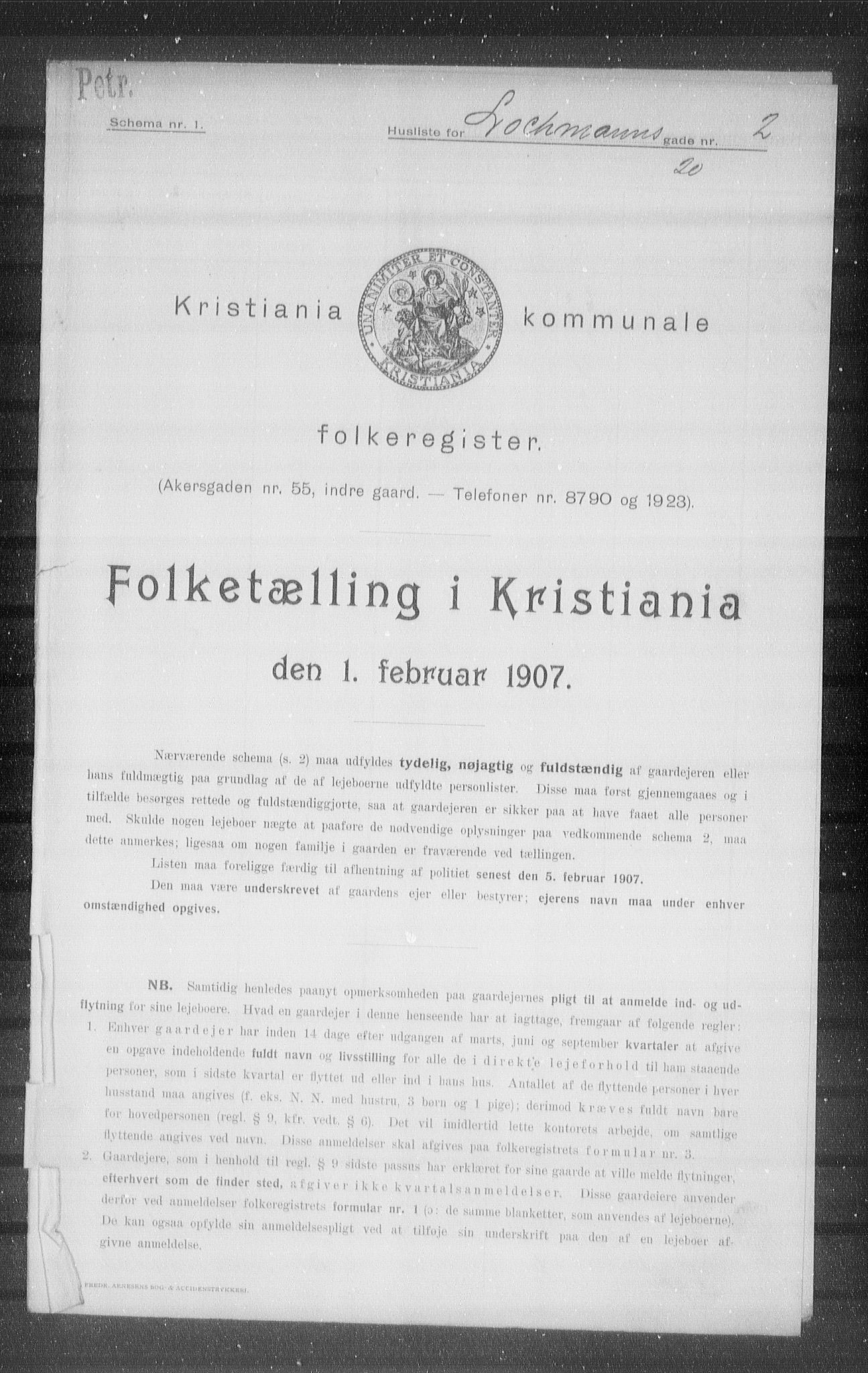 OBA, Kommunal folketelling 1.2.1907 for Kristiania kjøpstad, 1907, s. 29755