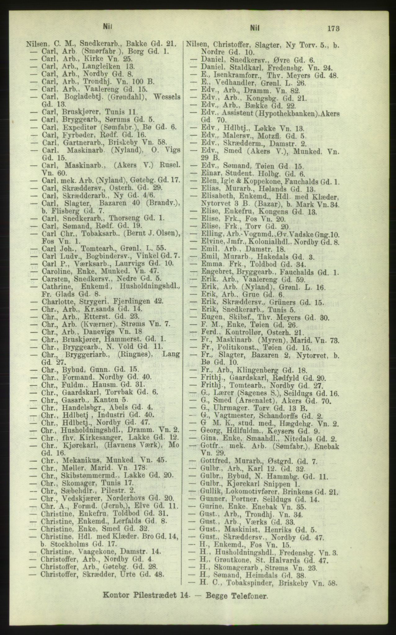 Kristiania/Oslo adressebok, PUBL/-, 1884, s. 173