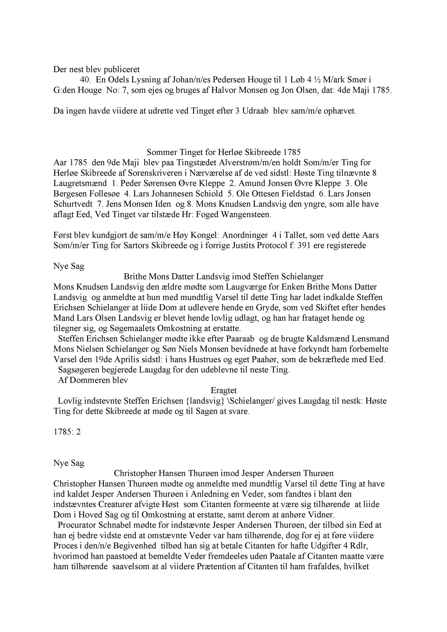 Samling av fulltekstavskrifter, SAB/FULLTEKST/A/12/0149: Nordhordland sorenskriveri, tingbok nr. A 47, 1785-1790