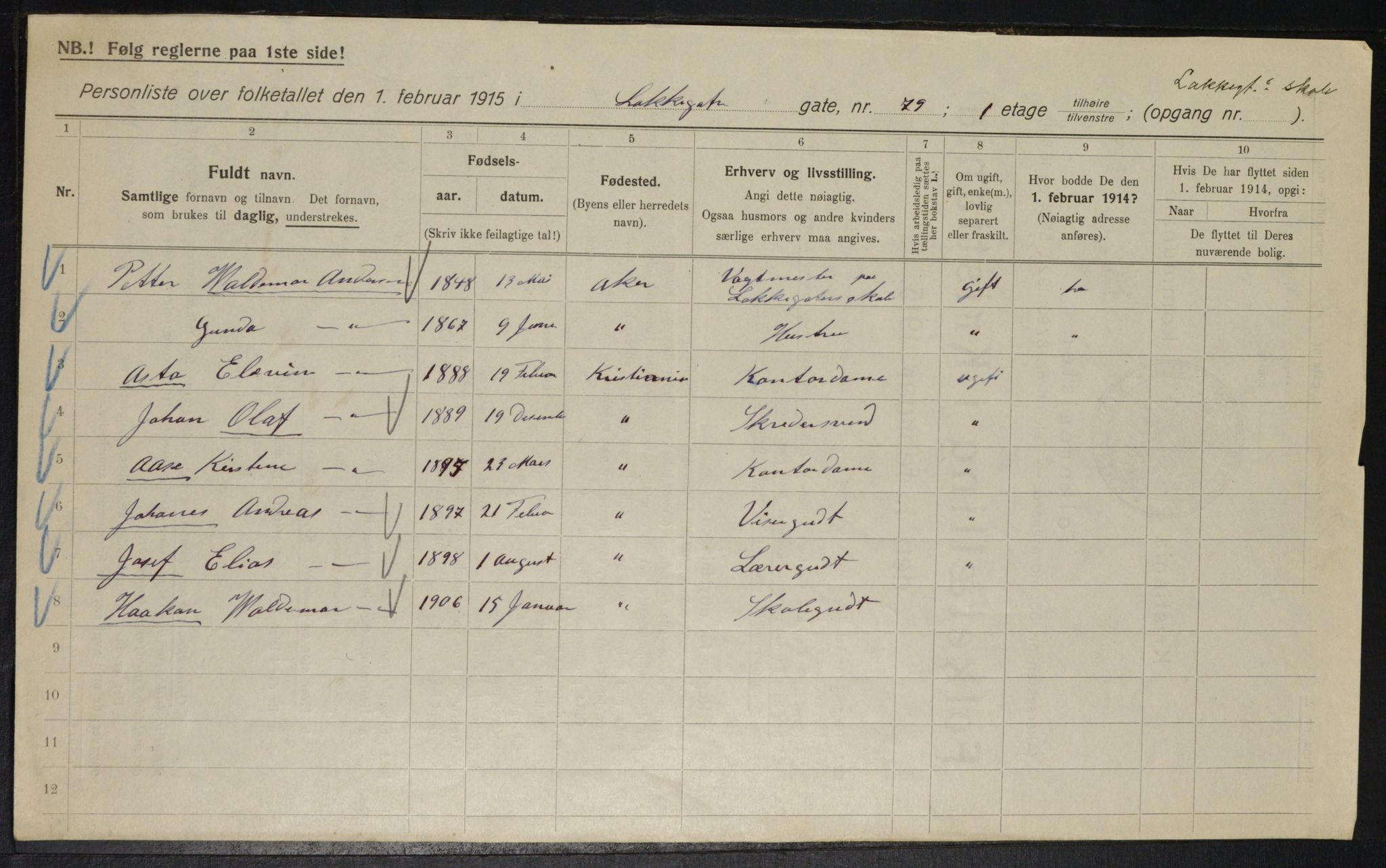 OBA, Kommunal folketelling 1.2.1915 for Kristiania, 1915, s. 55778
