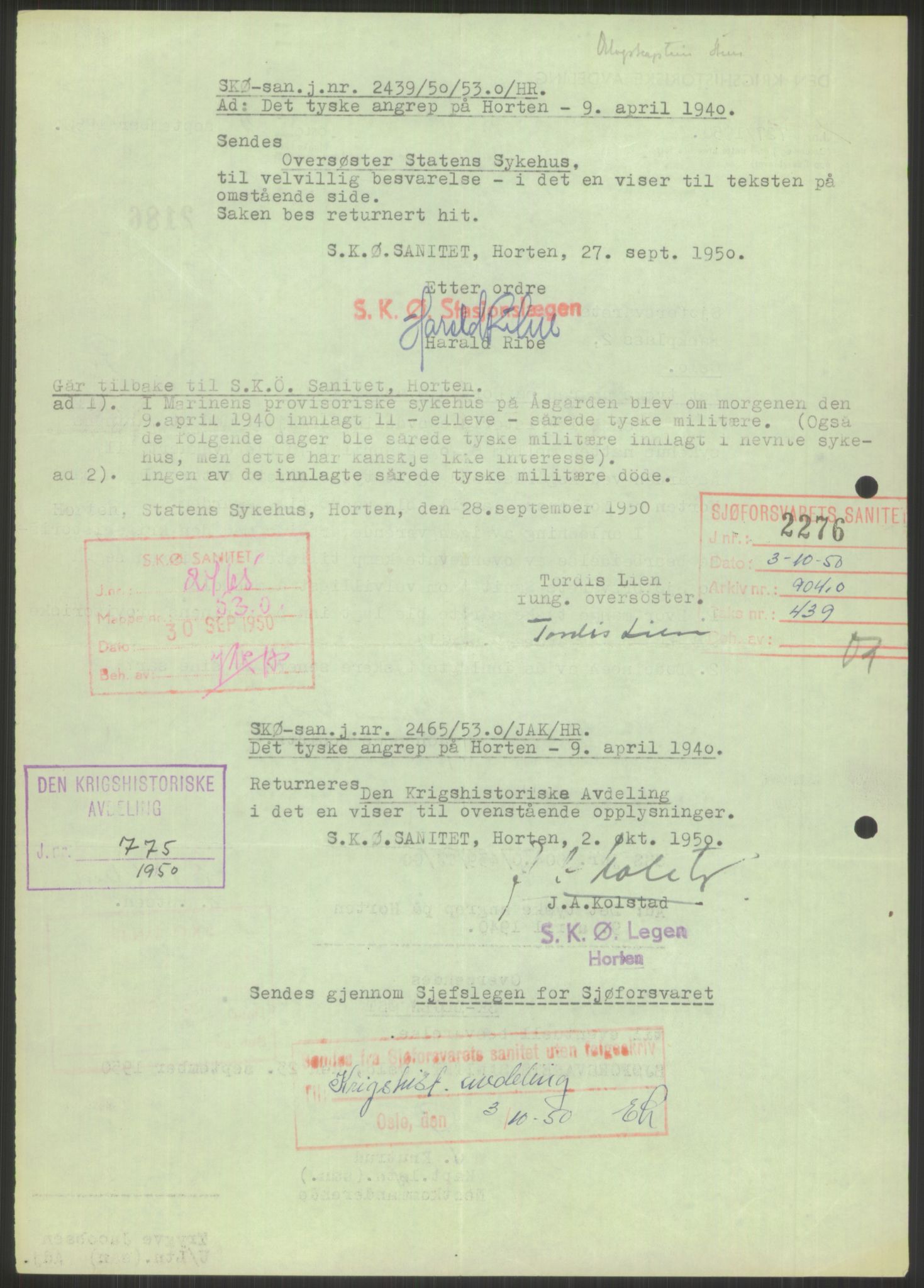 Forsvaret, Forsvarets krigshistoriske avdeling, AV/RA-RAFA-2017/Y/Ya/L0014: II-C-11-31 - Fylkesmenn.  Rapporter om krigsbegivenhetene 1940., 1940, s. 539