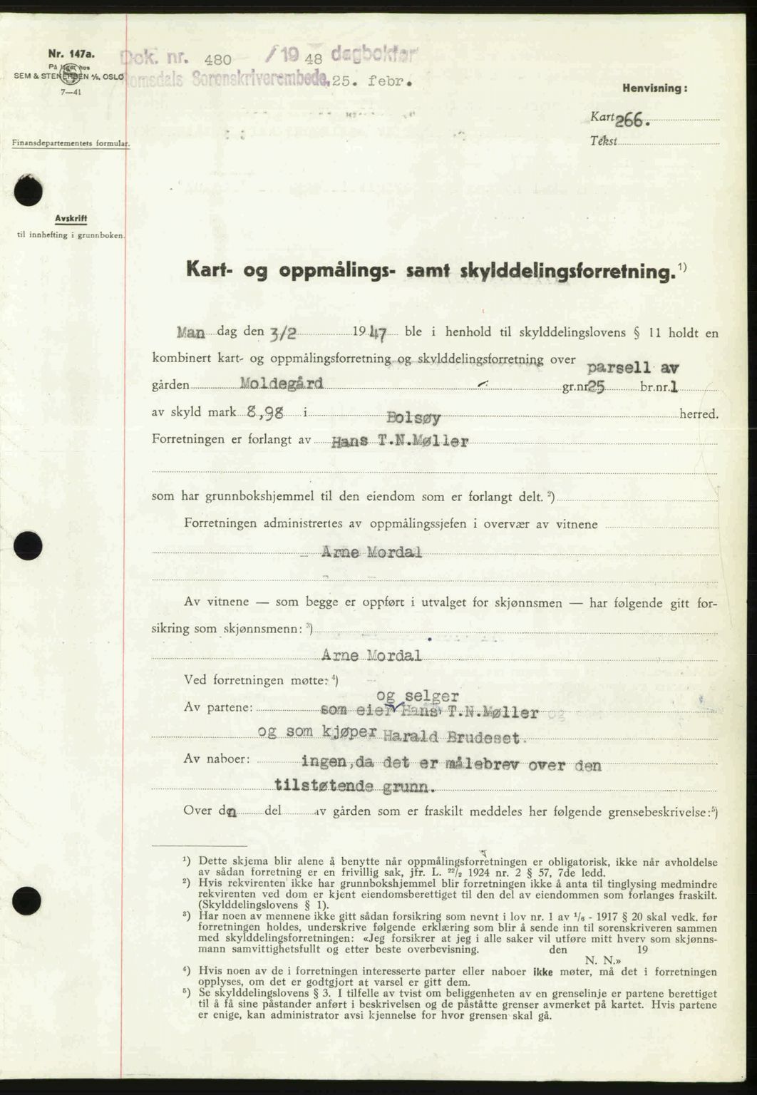 Romsdal sorenskriveri, SAT/A-4149/1/2/2C: Pantebok nr. A25, 1948-1948, Dagboknr: 480/1948