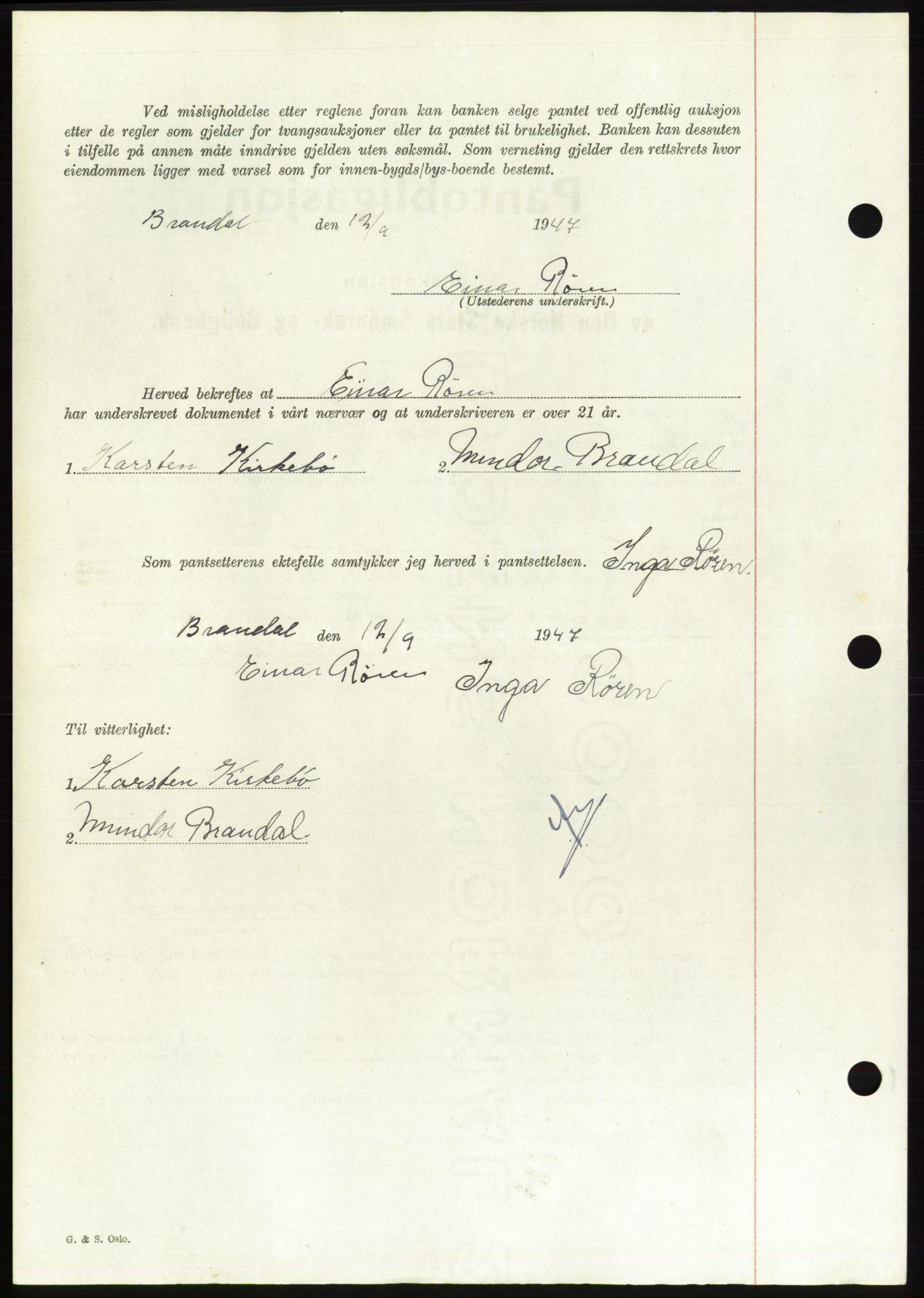 Søre Sunnmøre sorenskriveri, AV/SAT-A-4122/1/2/2C/L0115: Pantebok nr. 3B, 1947-1948, Dagboknr: 1305/1947