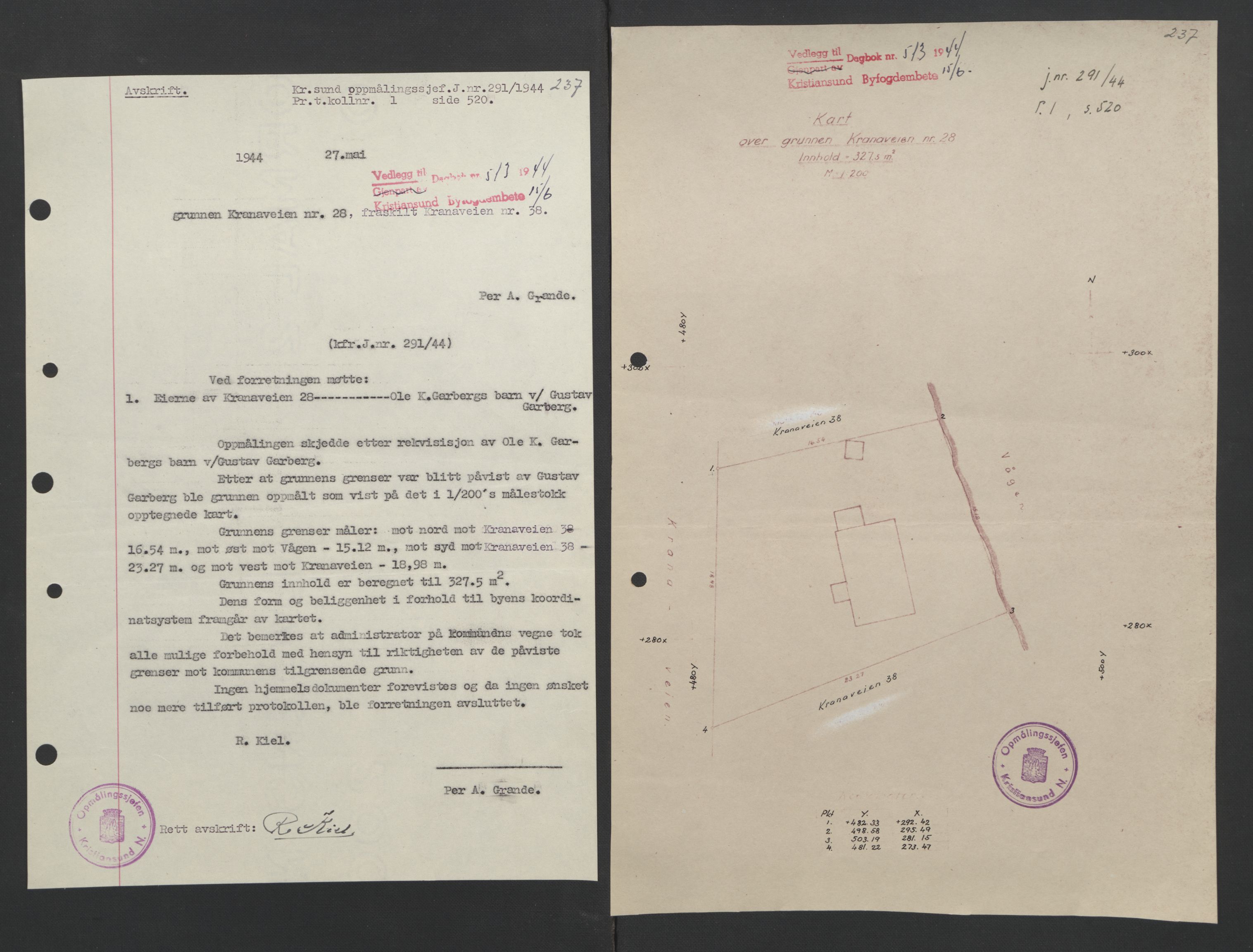 Kristiansund byfogd, AV/SAT-A-4587/A/27: Pantebok nr. 37, 1942-1945, Dagboknr: 513/1944