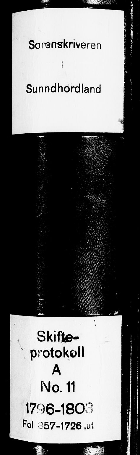Sunnhordland sorenskrivar, SAB/A-2401/1/H/Ha/Haa/L0011: Skifteprotokollar. Register i protokoll. Fol. 857- ut, 1801-1804
